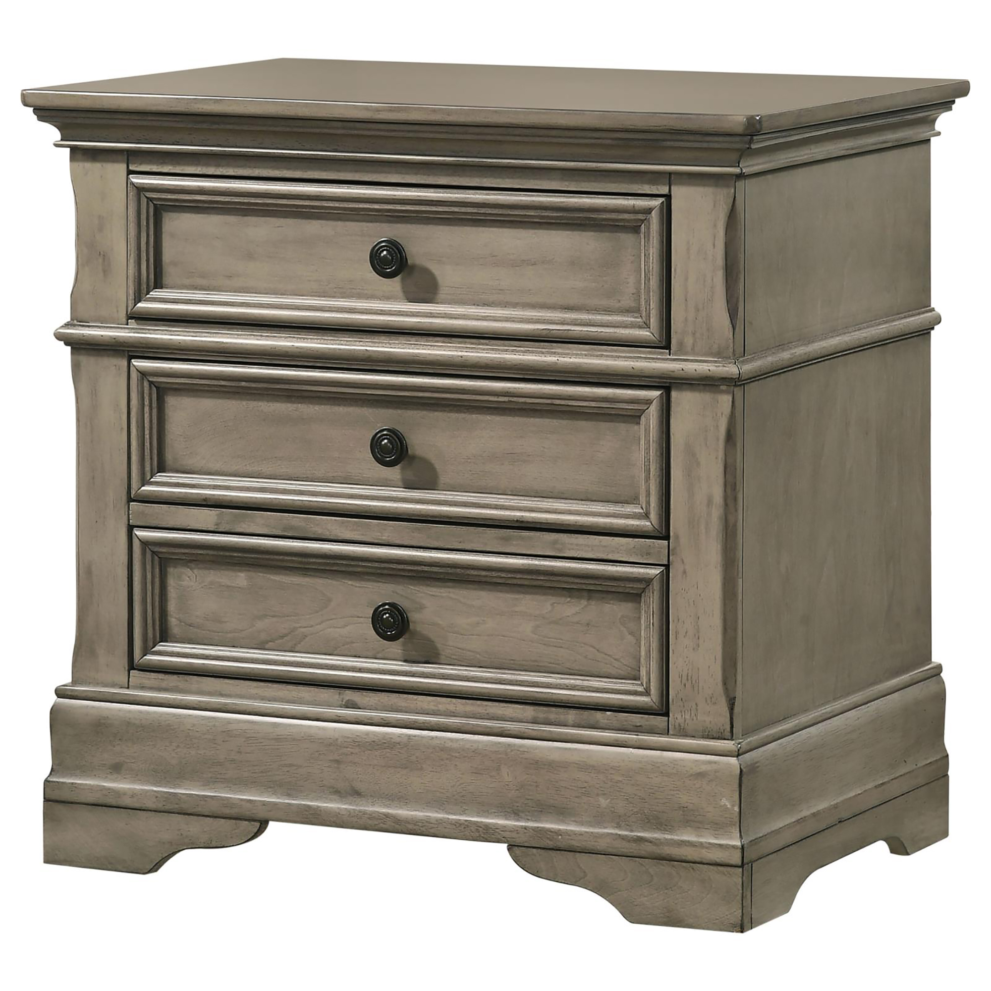 Wheat Rectangular 3-Drawer Nightstand