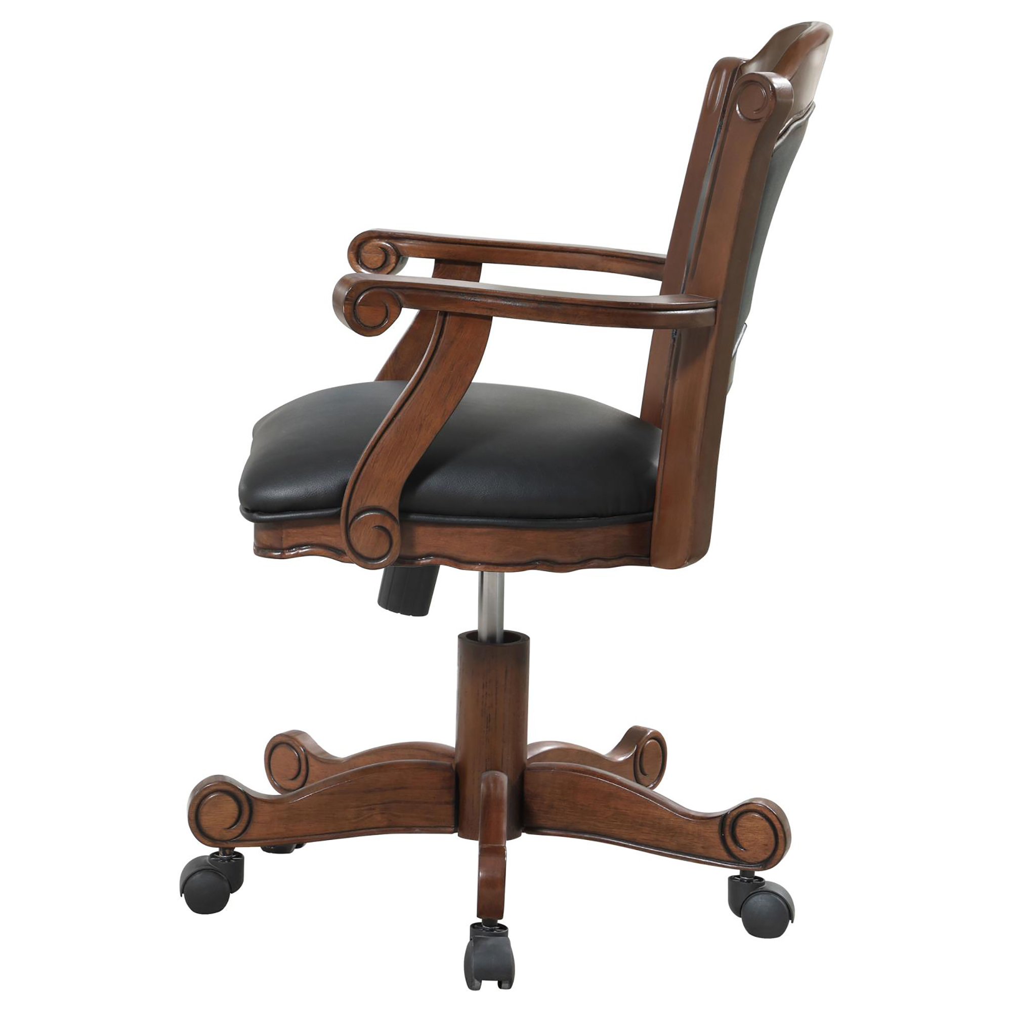 Black and Tobacco Upholstered Game Chair with Casters