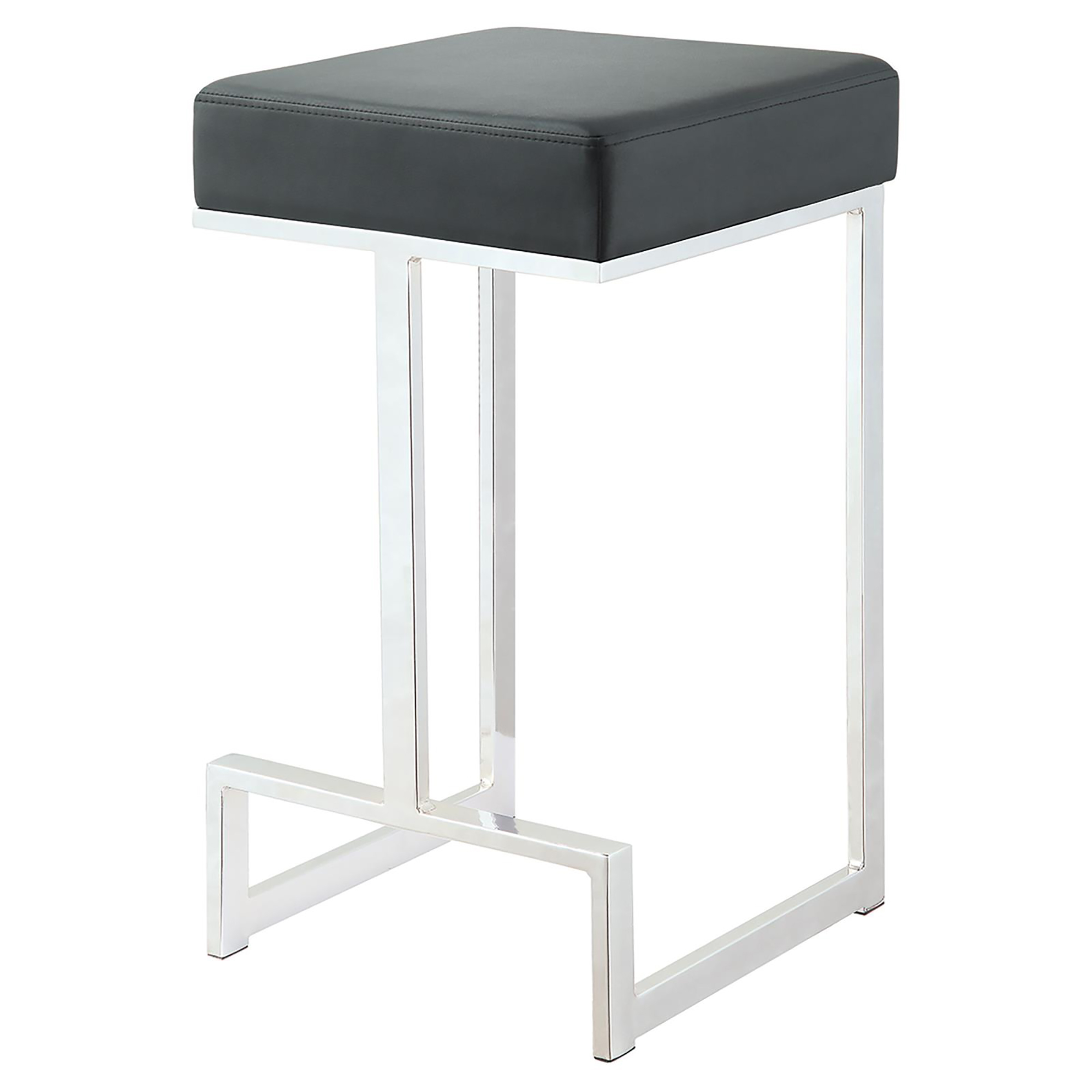 Black and Chrome Upholstered Counter Height Stool