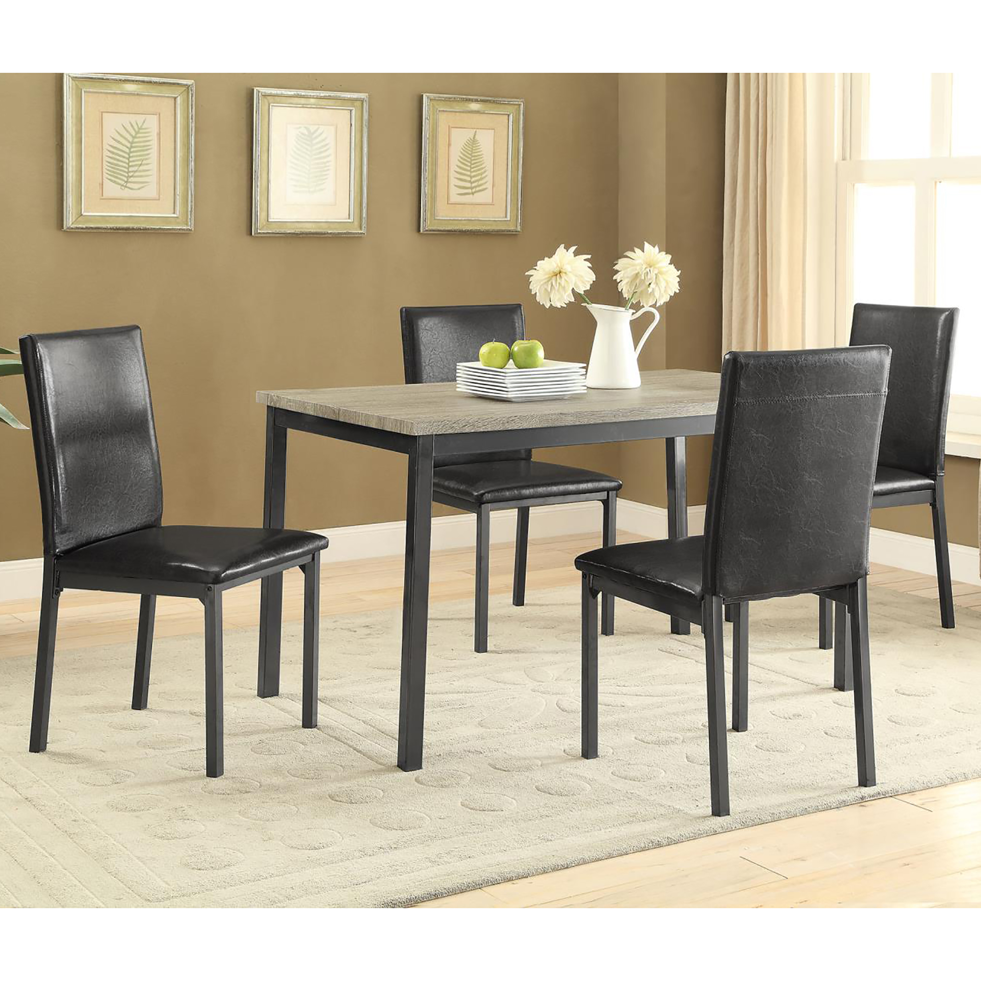 Grey and Black Rectangle Dining Table