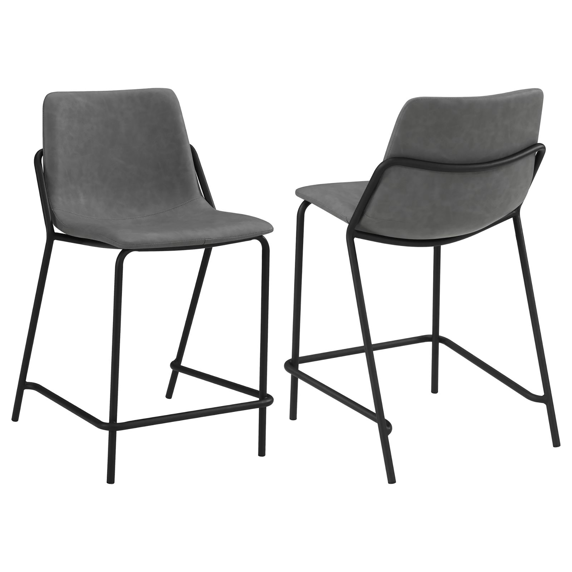 Grey and Black Counter Height Stools with Footrest (Set of 2)