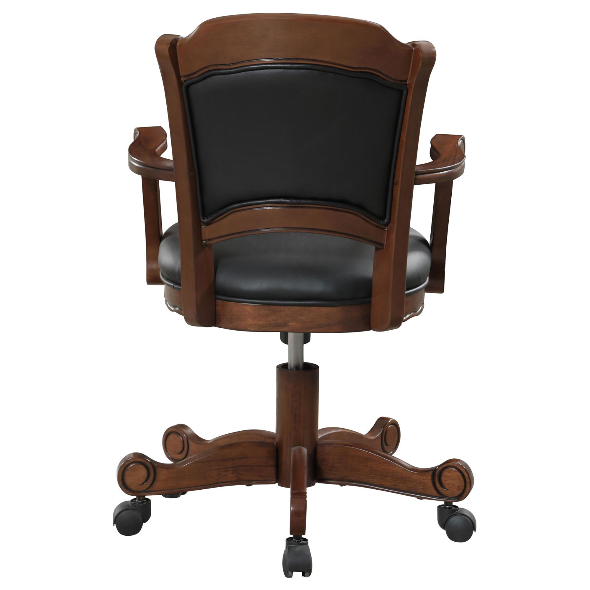 Black and Tobacco Upholstered Game Chair with Casters