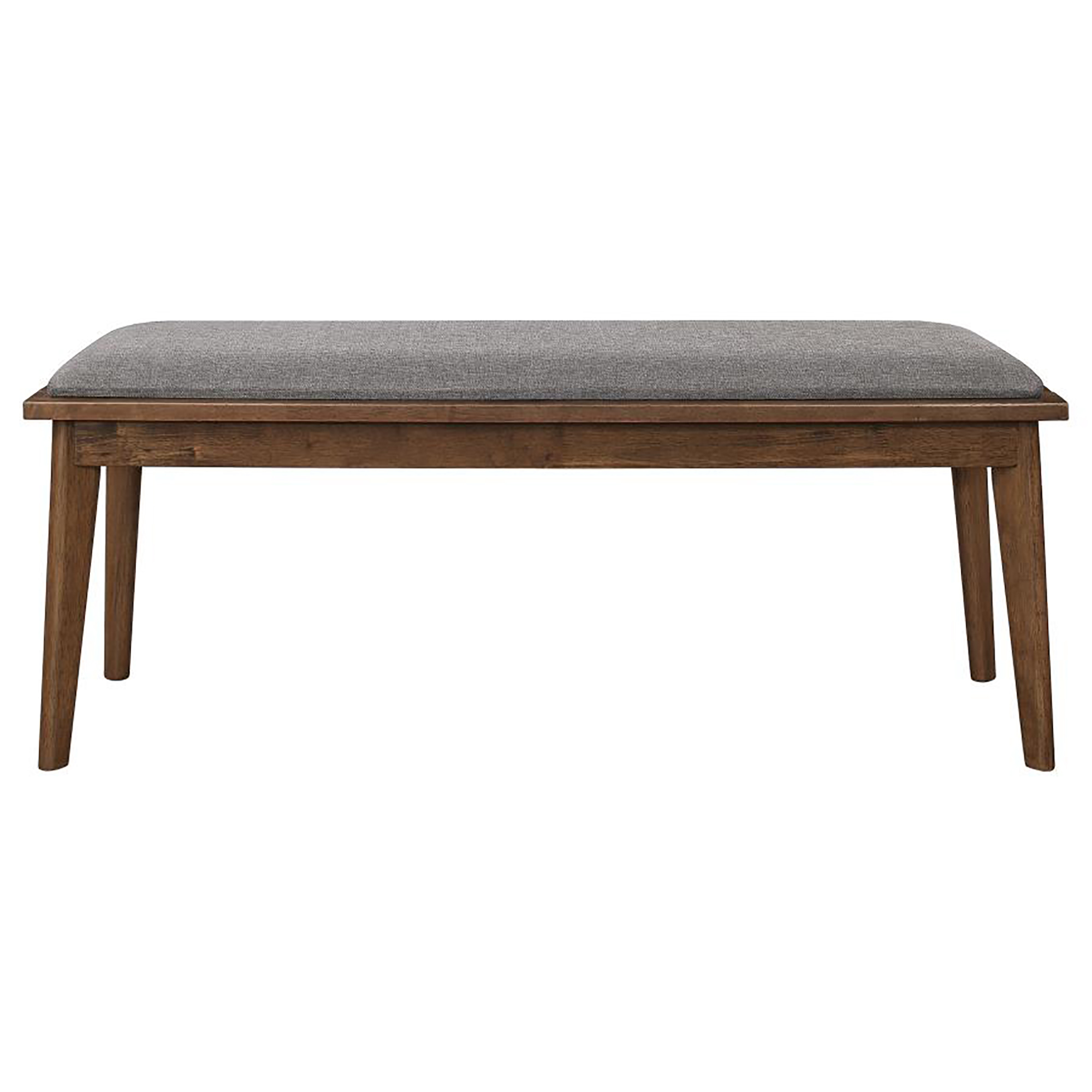 Grey and Natural Walnut Upholstered Dining Bench