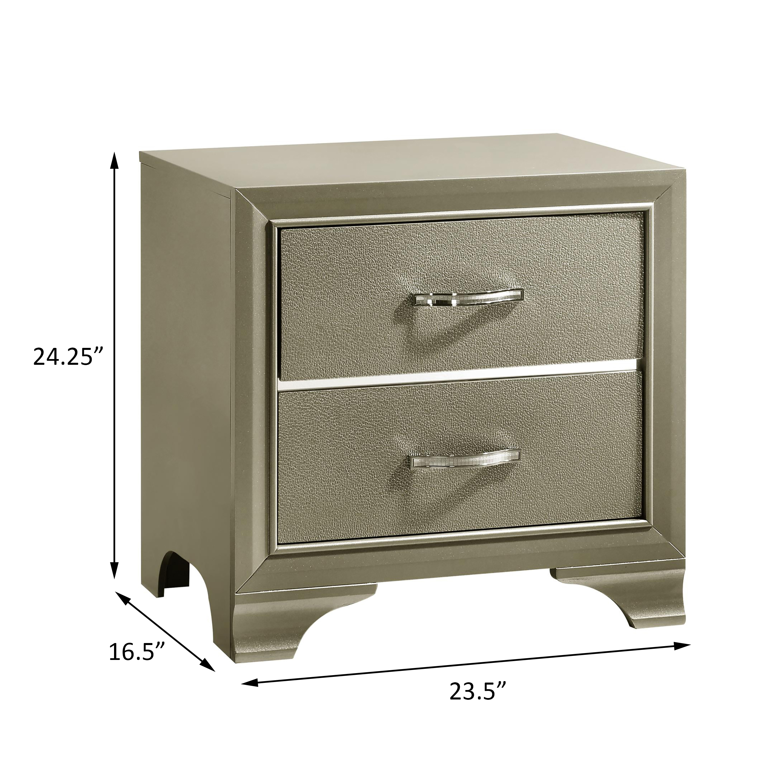 Champagne Nightstand with 2 Drawers