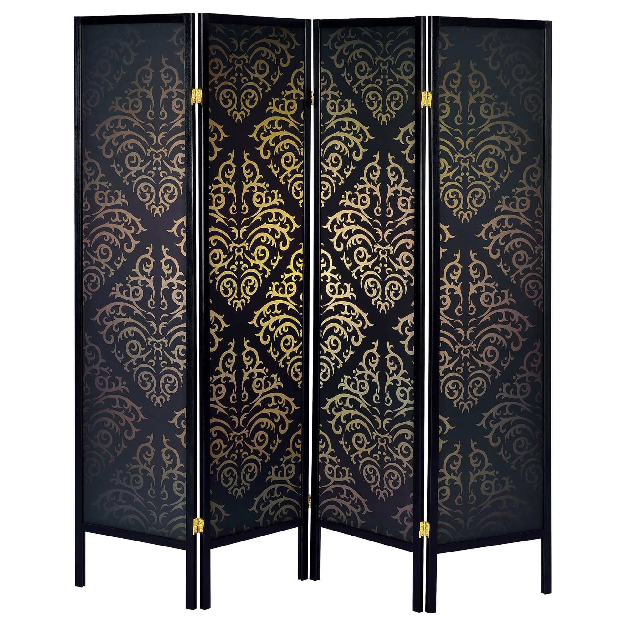 Black 4-panel Folding Screen