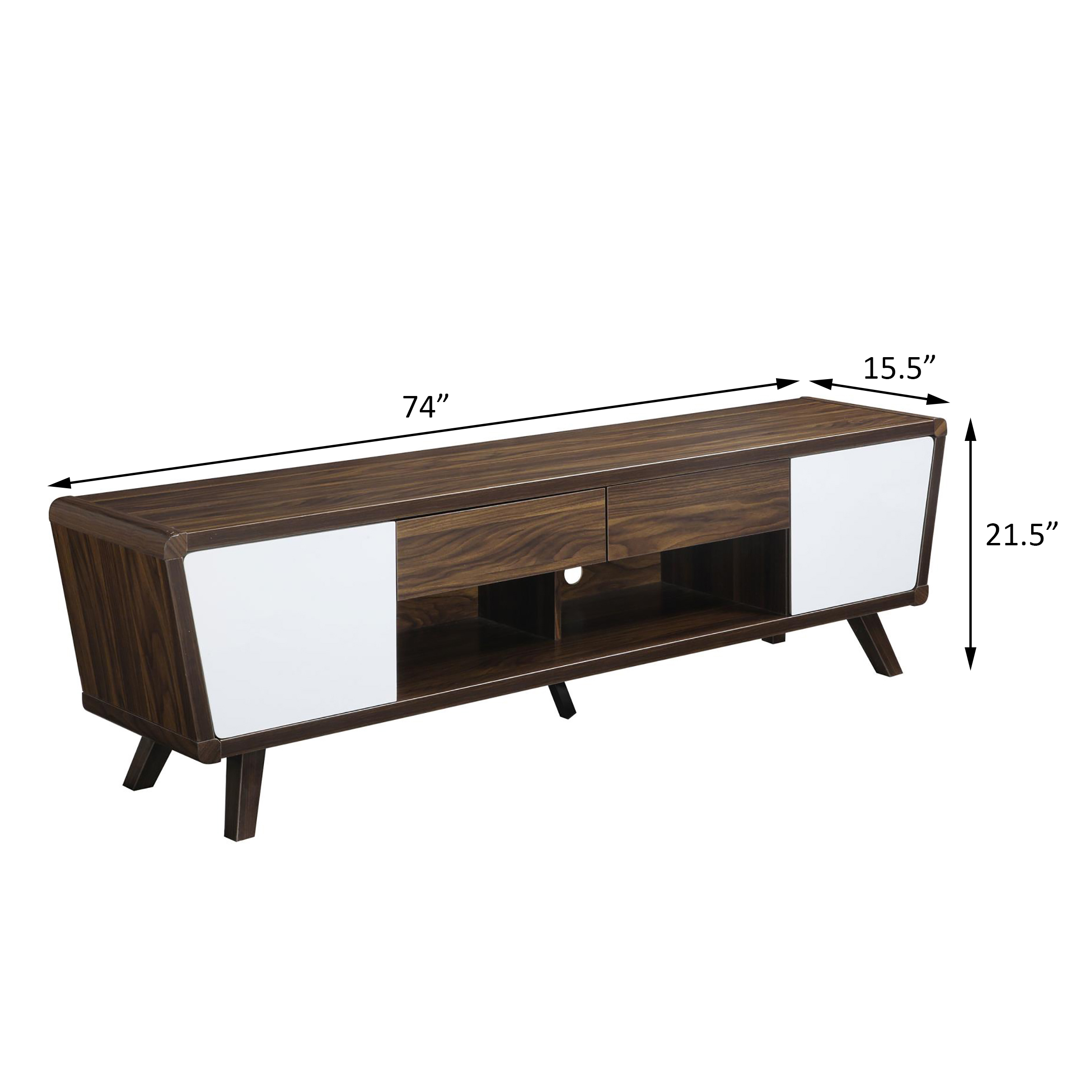 Dark Walnut and Glossy White 2-door TV Console