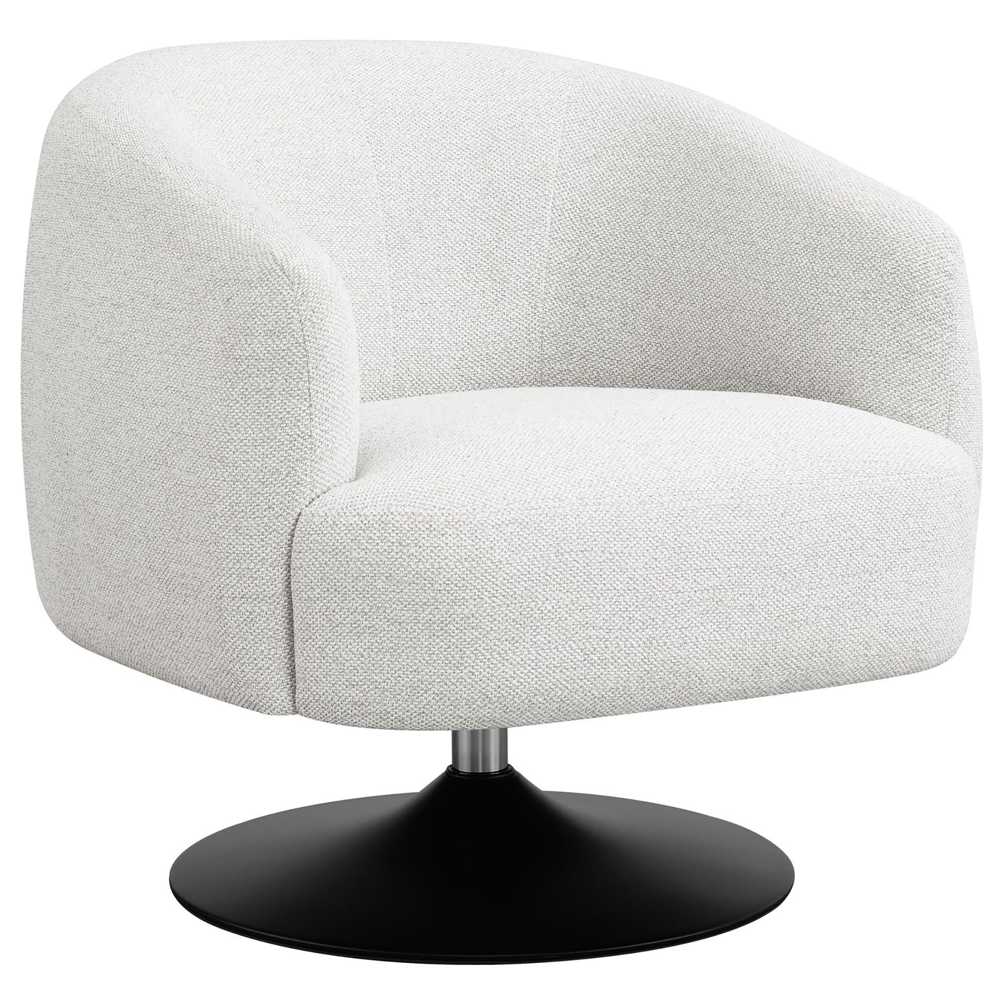 Beige and Matte Black Upholstered Swivel Accent Chair