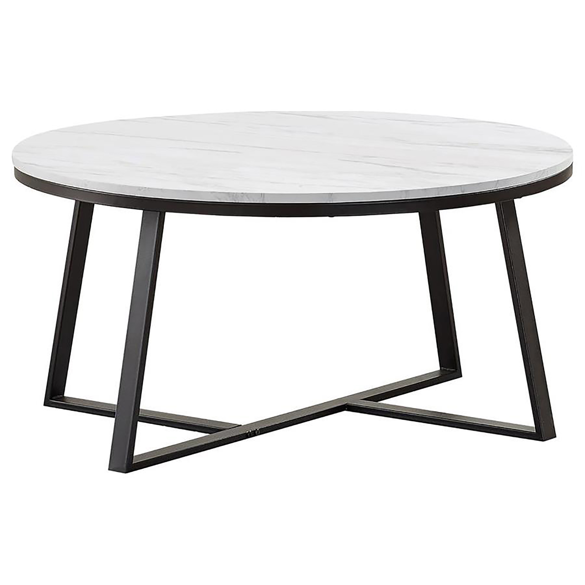 White Faux Marble and Matte Black Coffee Table