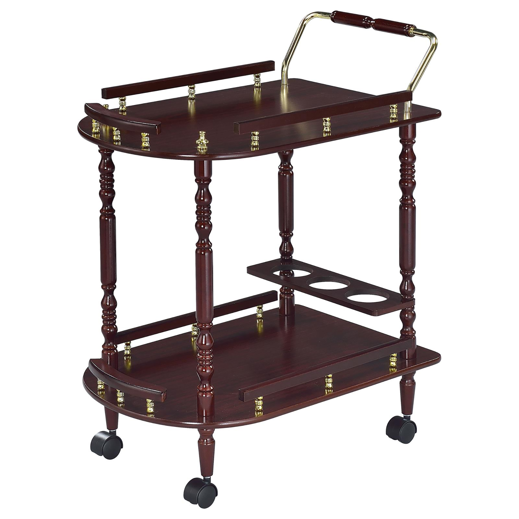 Merlot and Brass 2-shelf Serving Cart