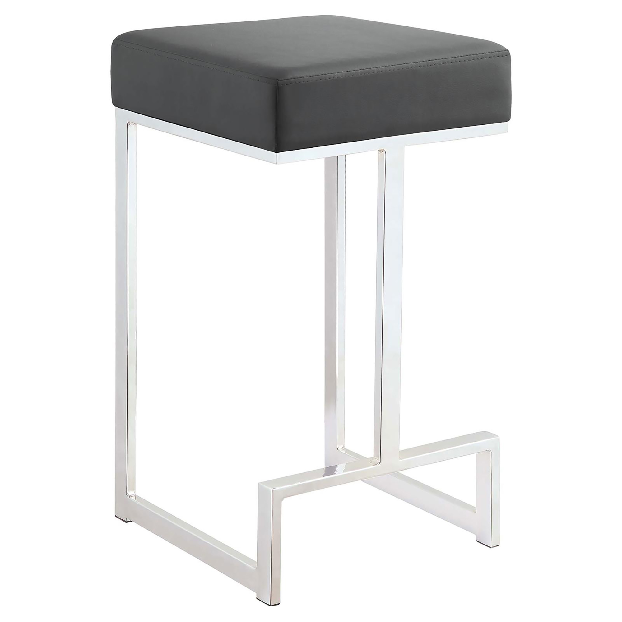 Grey and Chrome Upholstered Counter Height Stool