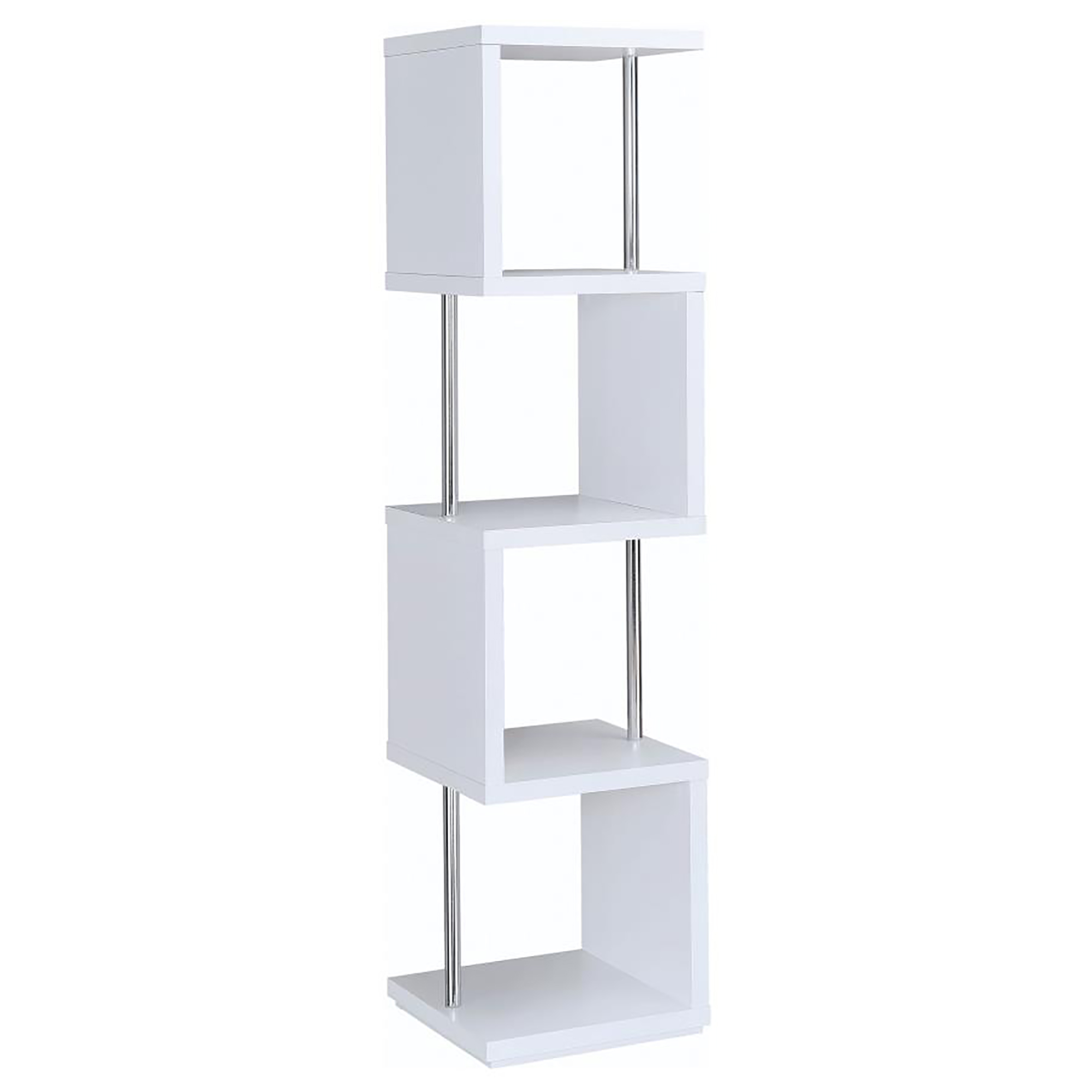 White and Chrome 4-tier Bookcase