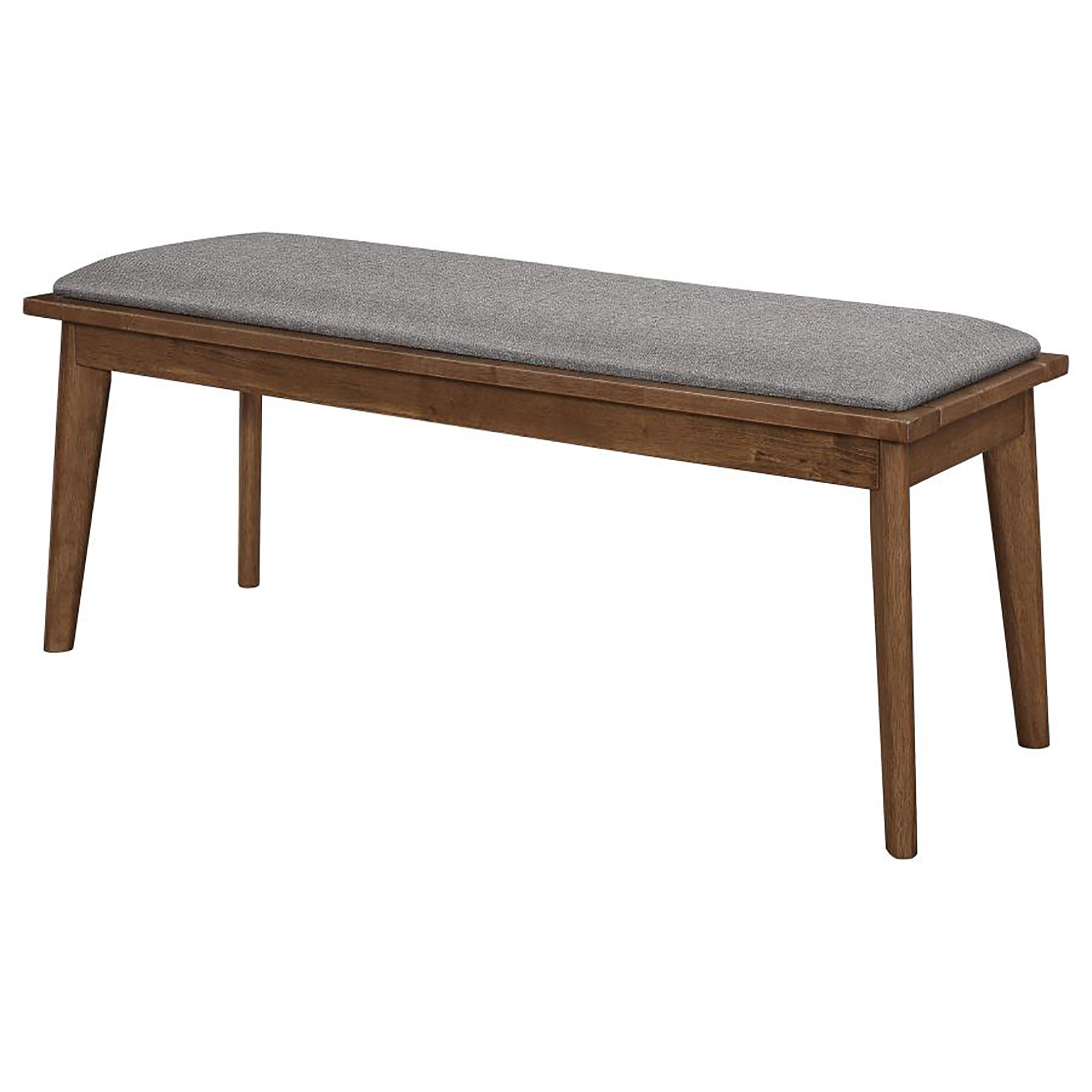 Grey and Natural Walnut Upholstered Dining Bench