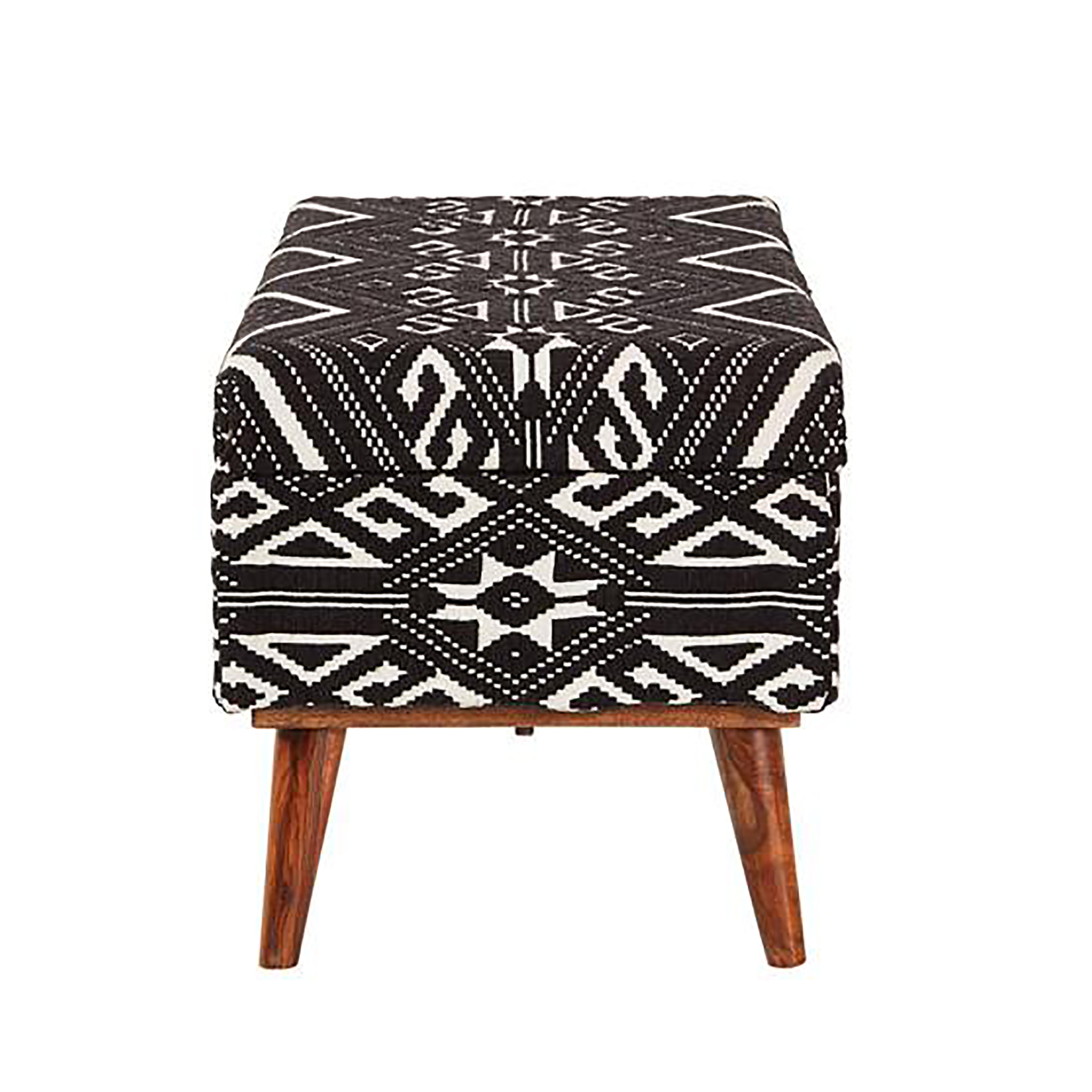 Black and White Upholstered Storage Bench