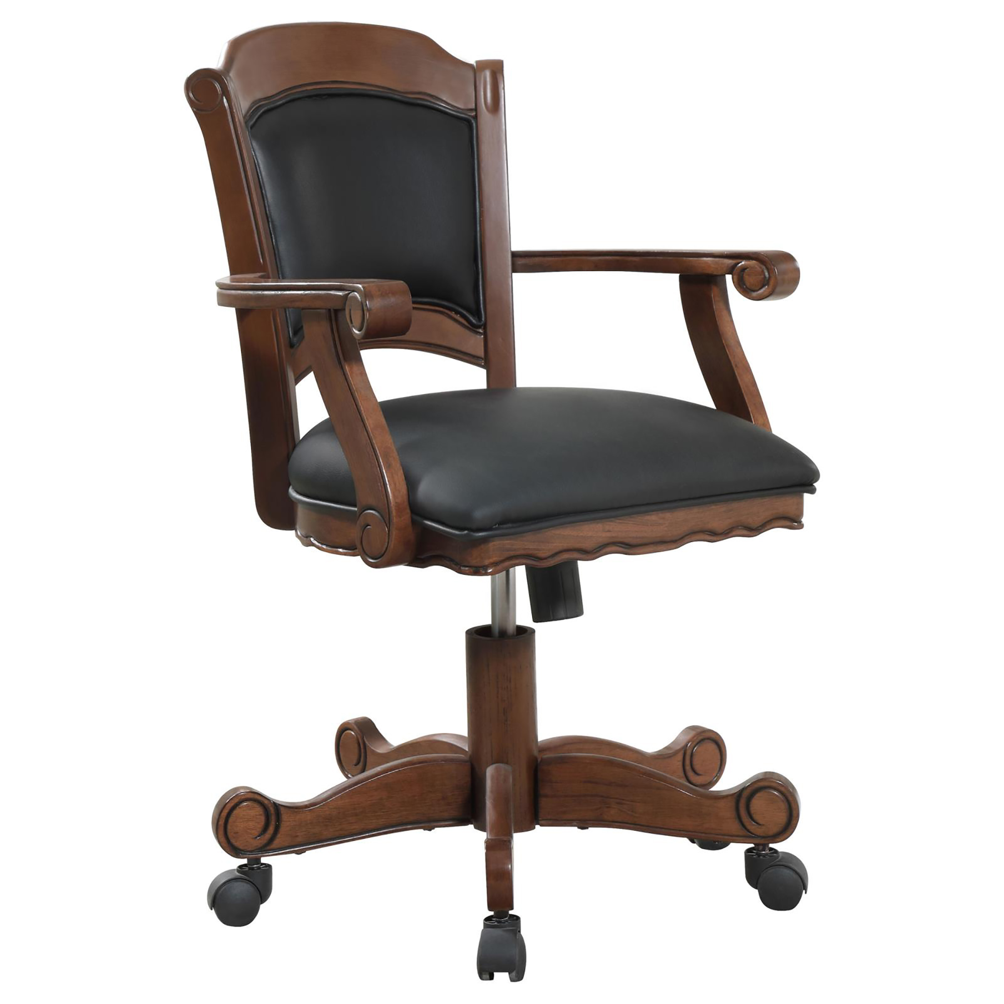 Black and Tobacco Upholstered Game Chair with Casters