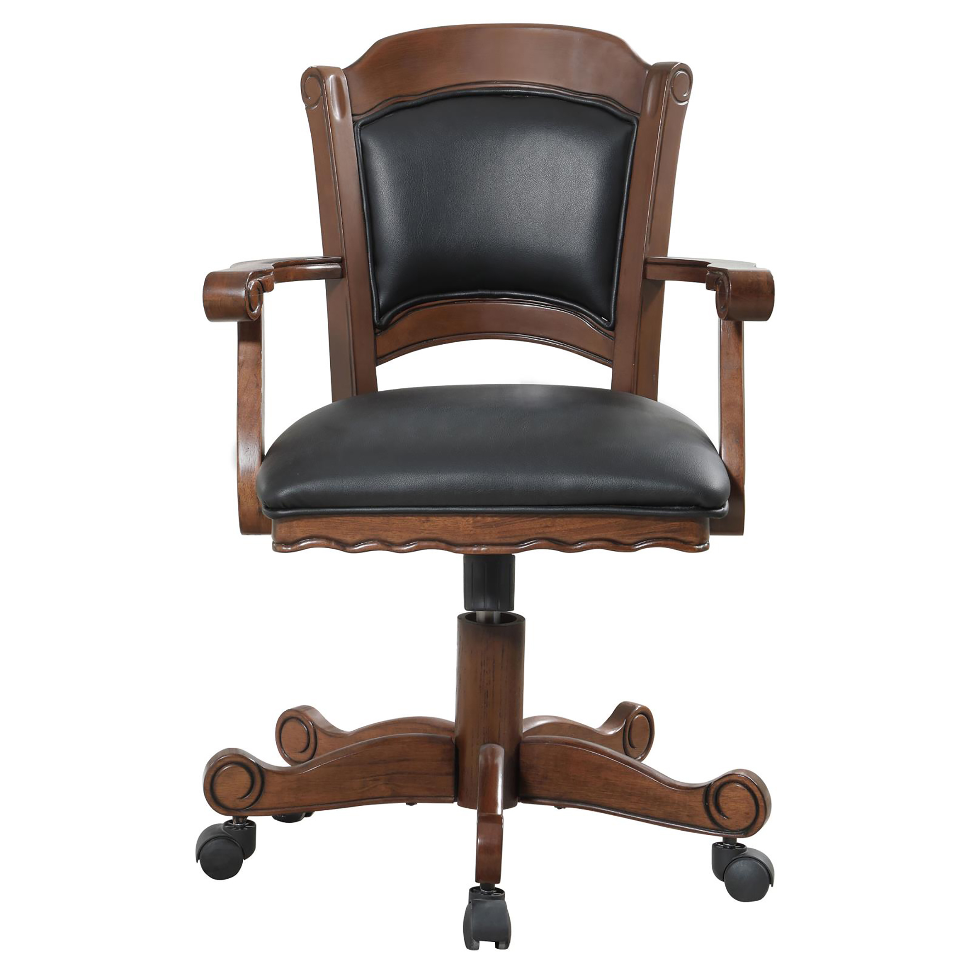 Black and Tobacco Upholstered Game Chair with Casters