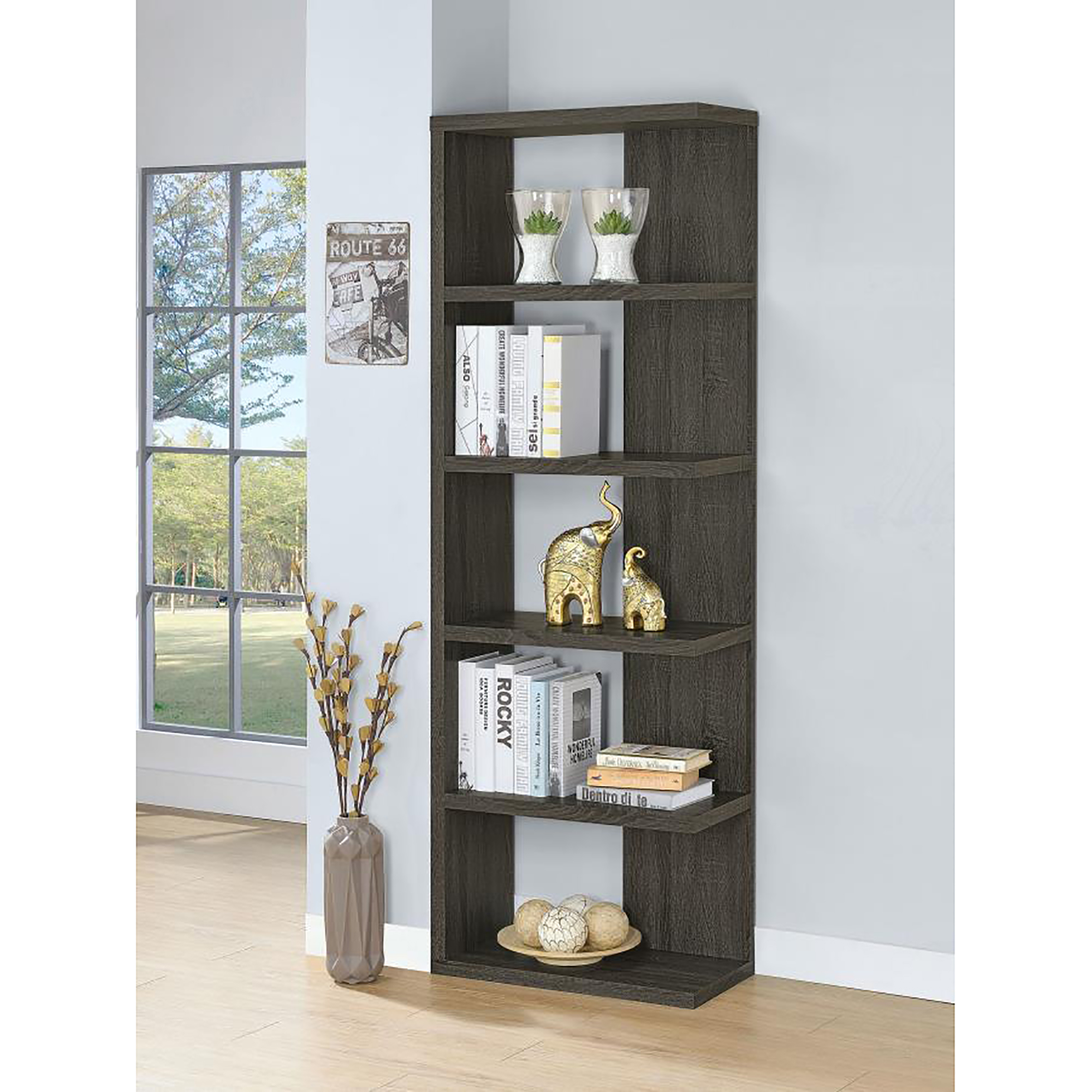 Weathered Grey 5-shelf Bookcase