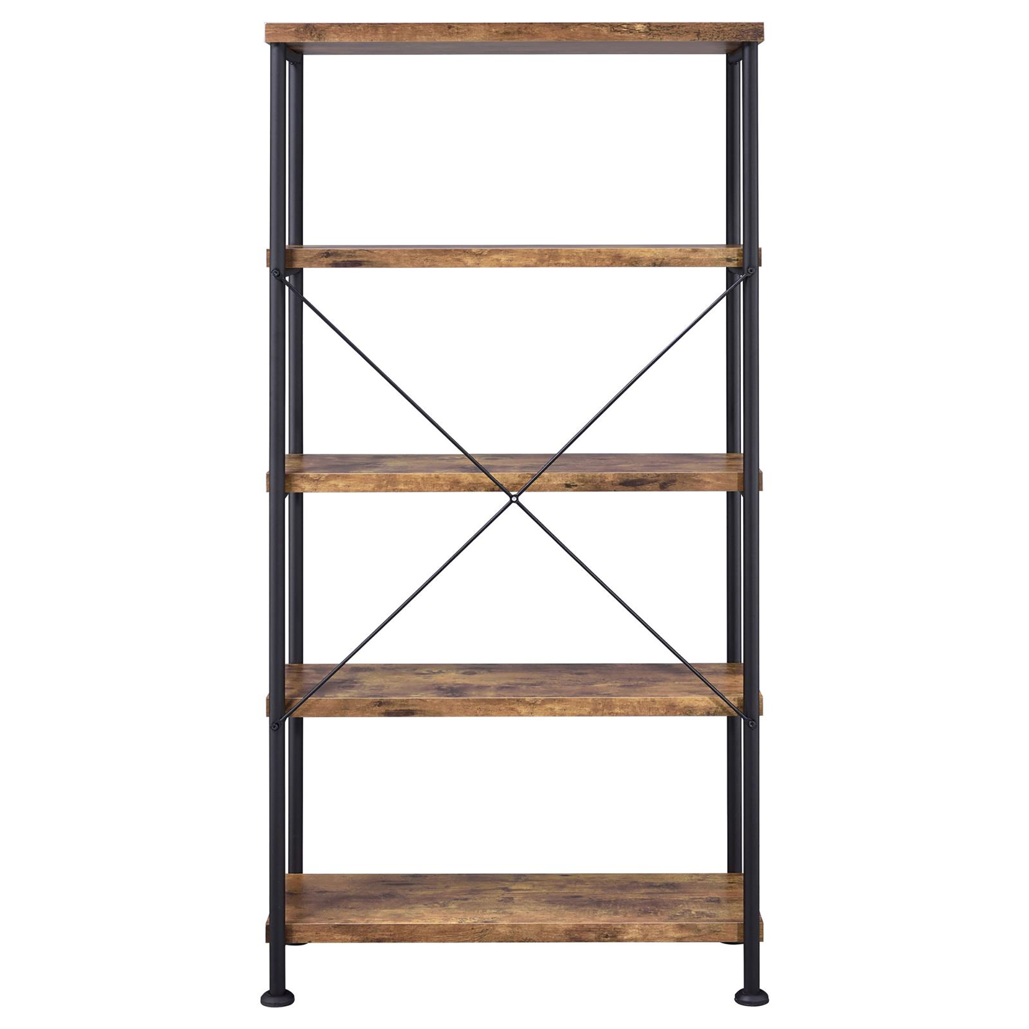 Antique Nutmeg and Black 4-shelf Bookcase