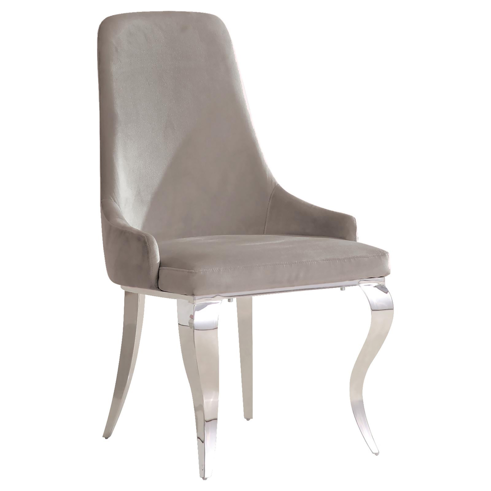 Grey and Chrome Upholstered Back Dining Chairs (Set of 2)