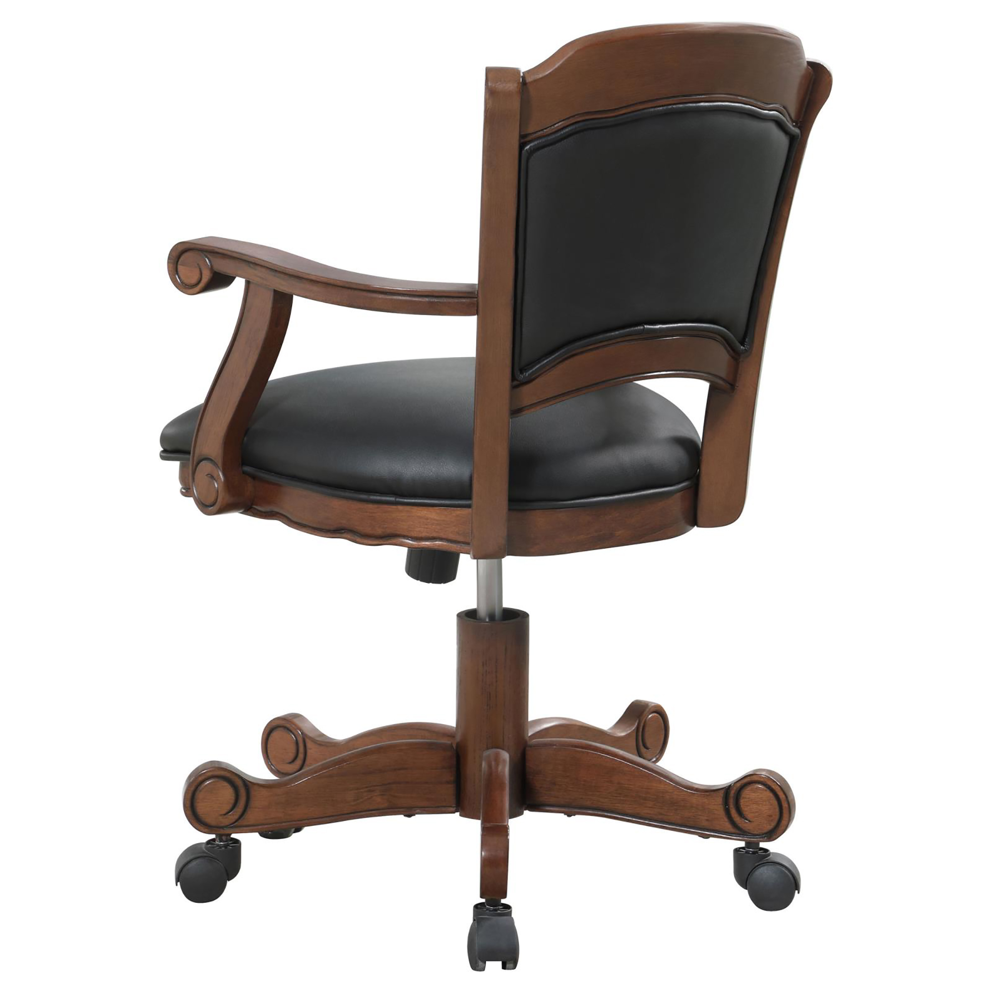 Black and Tobacco Upholstered Game Chair with Casters