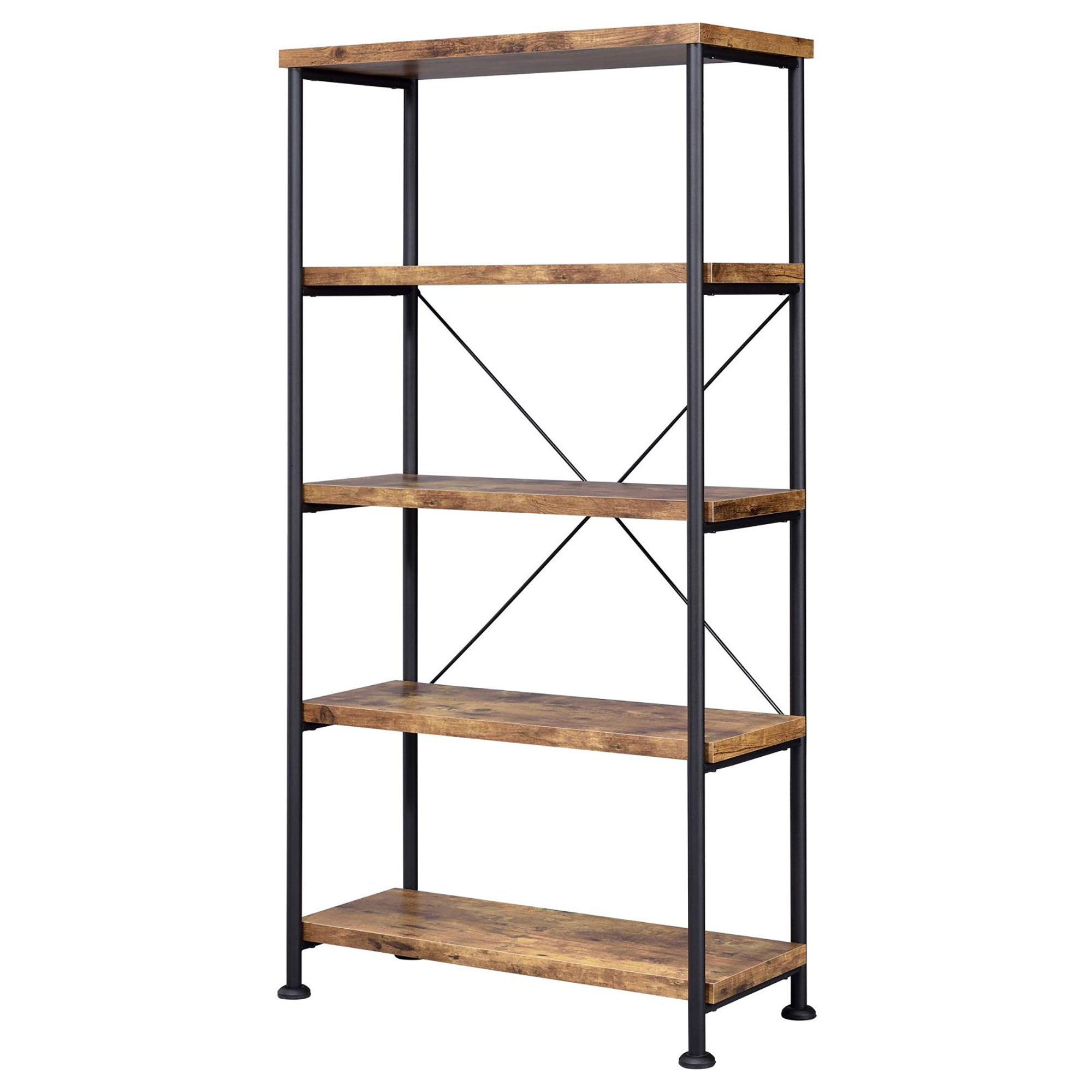 Antique Nutmeg and Black 4-shelf Bookcase