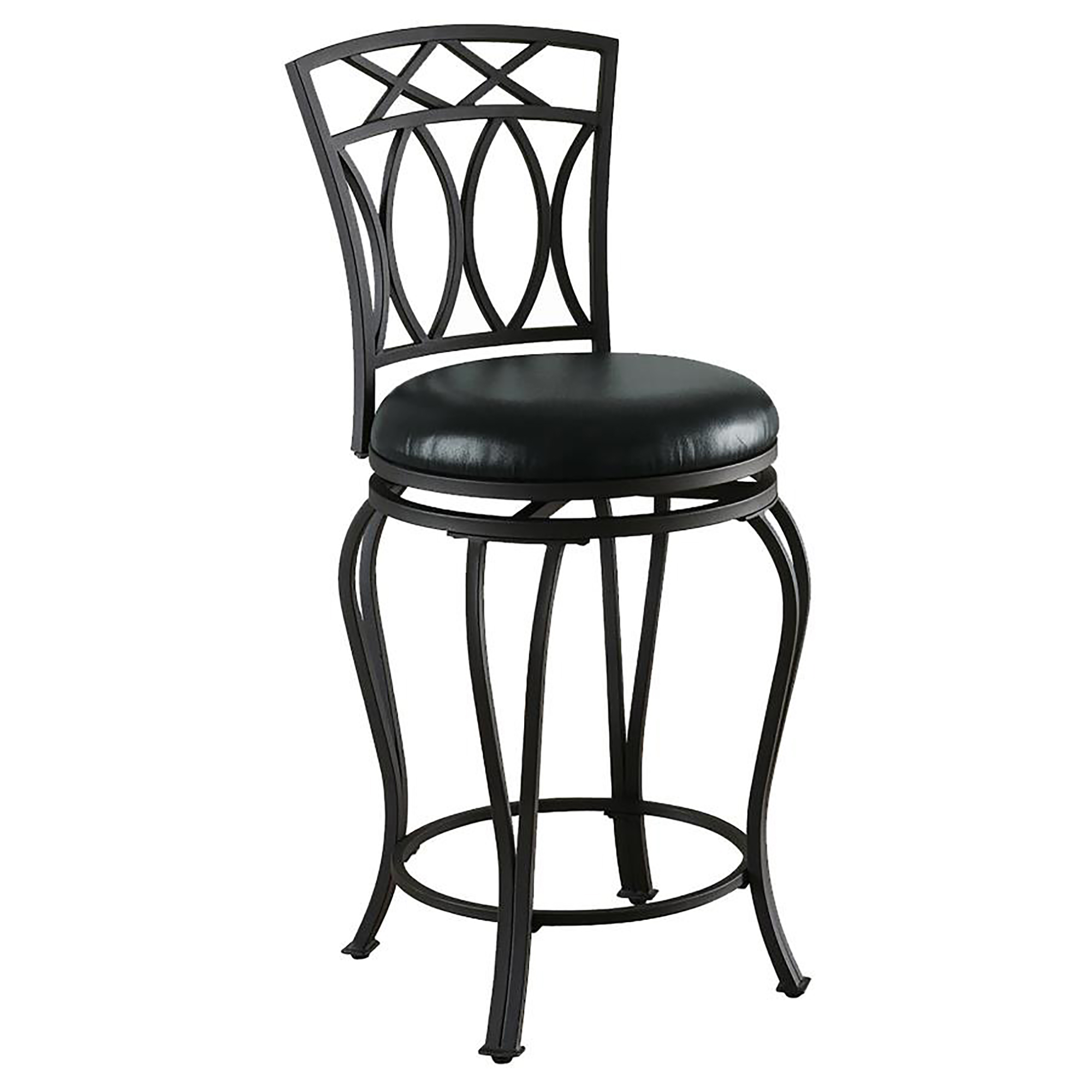 Black Swivel Counter Height Stool with Upholstered Seat