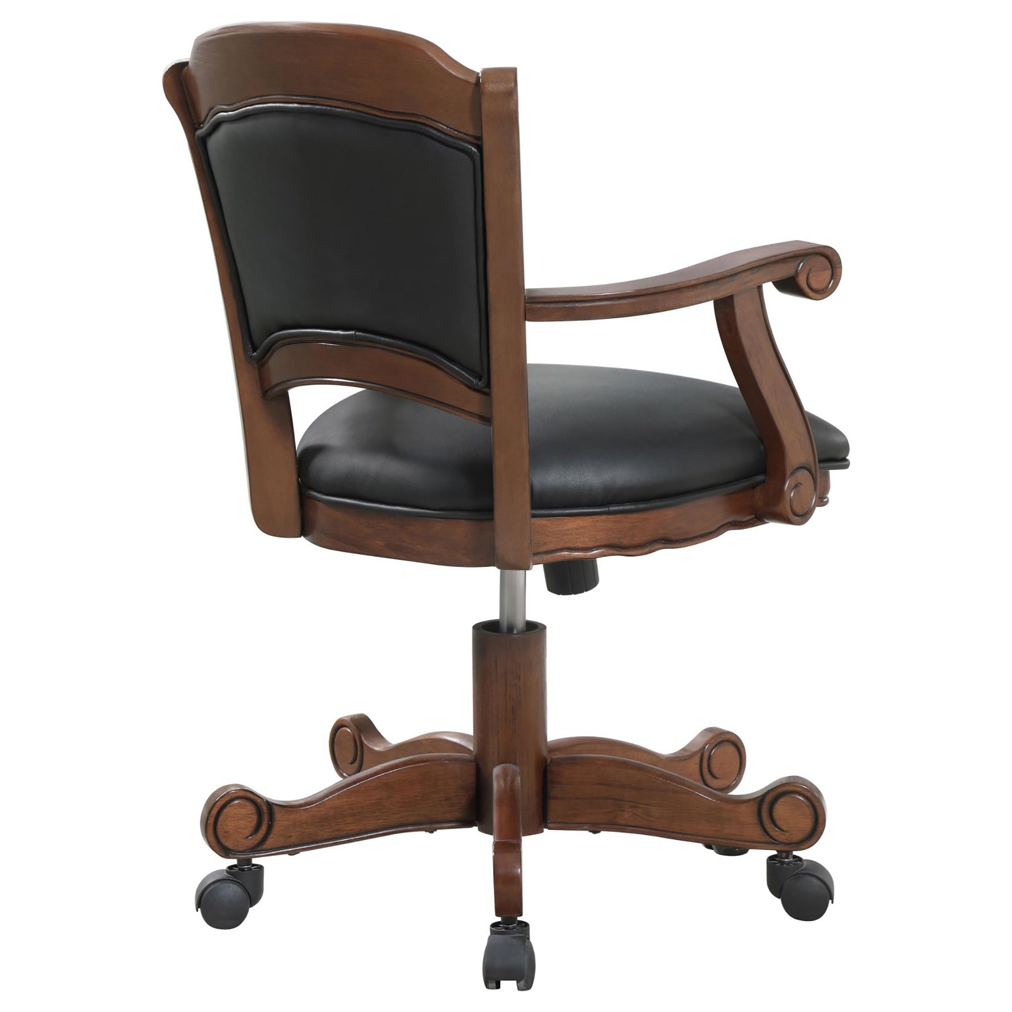 Black and Tobacco Upholstered Game Chair with Casters