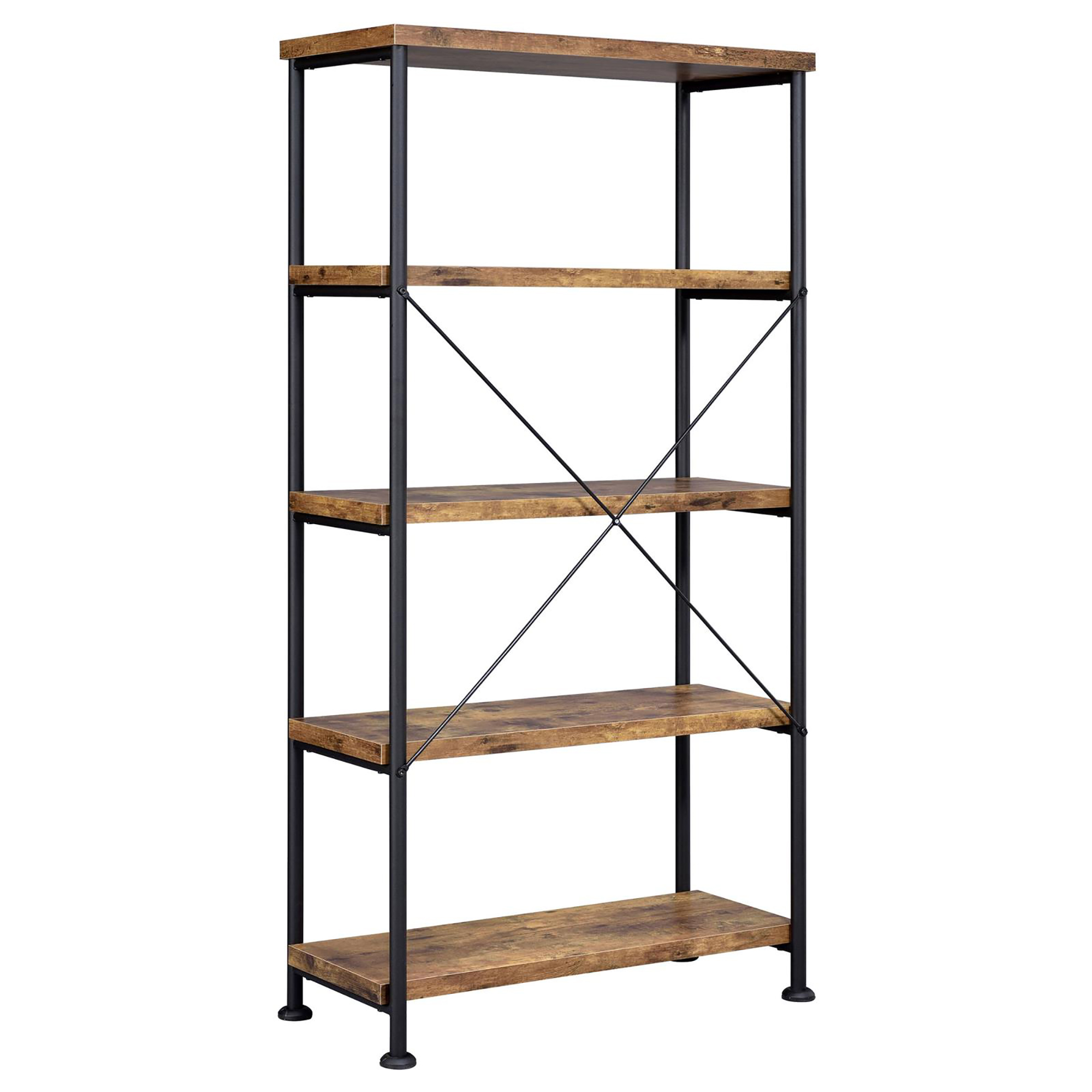 Antique Nutmeg and Black 4-shelf Bookcase