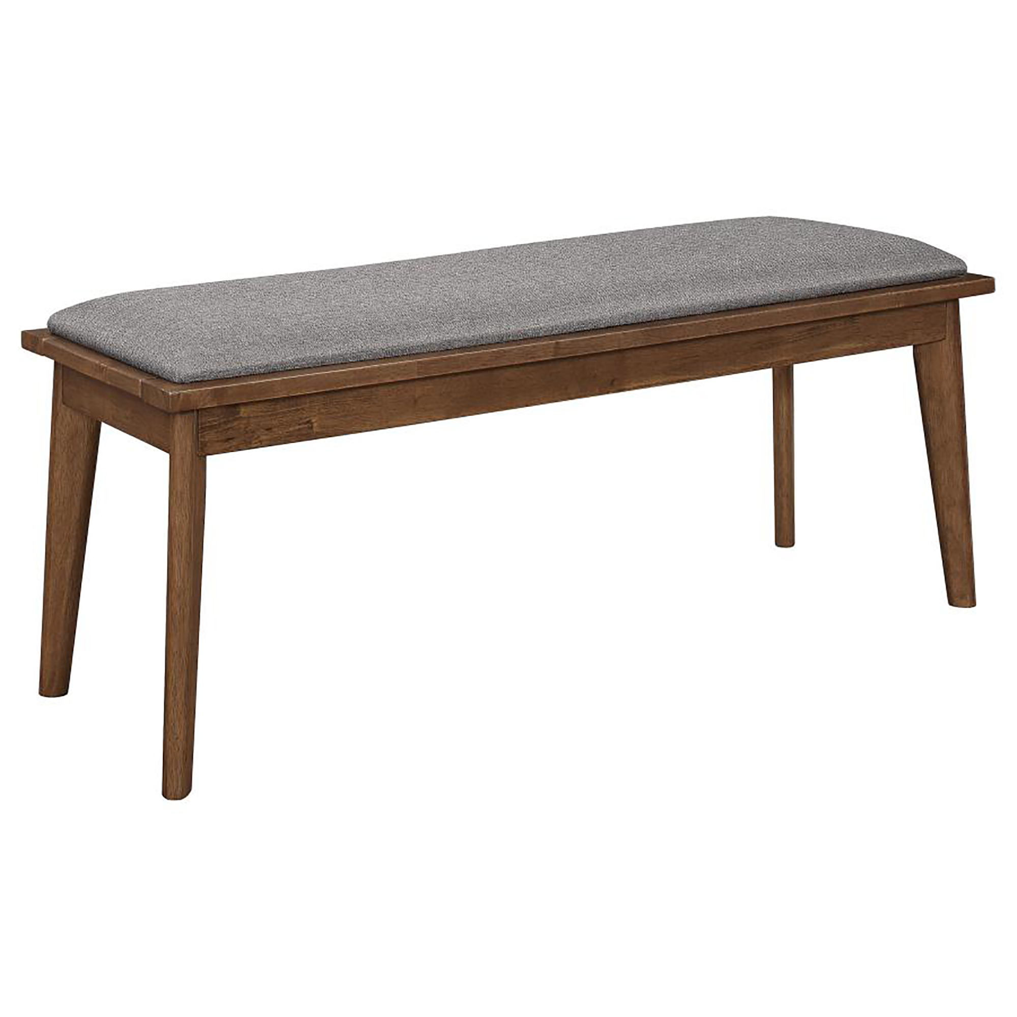 Grey and Natural Walnut Upholstered Dining Bench