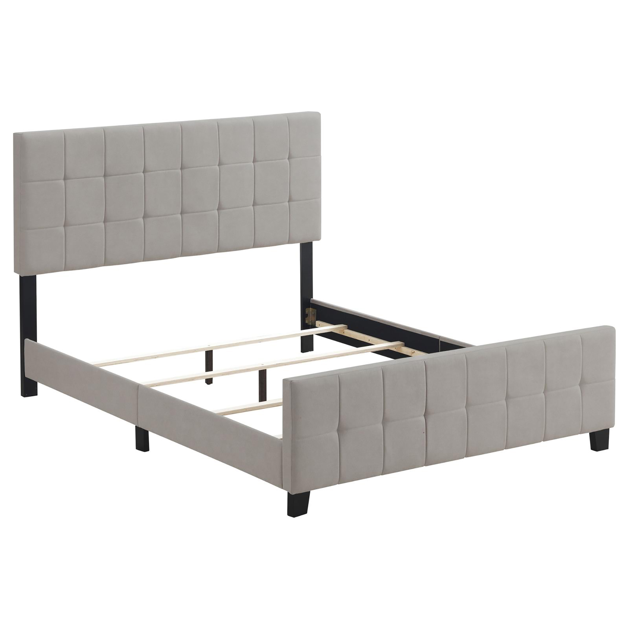 Beige Tufted Upholstered Queen Panel Bed