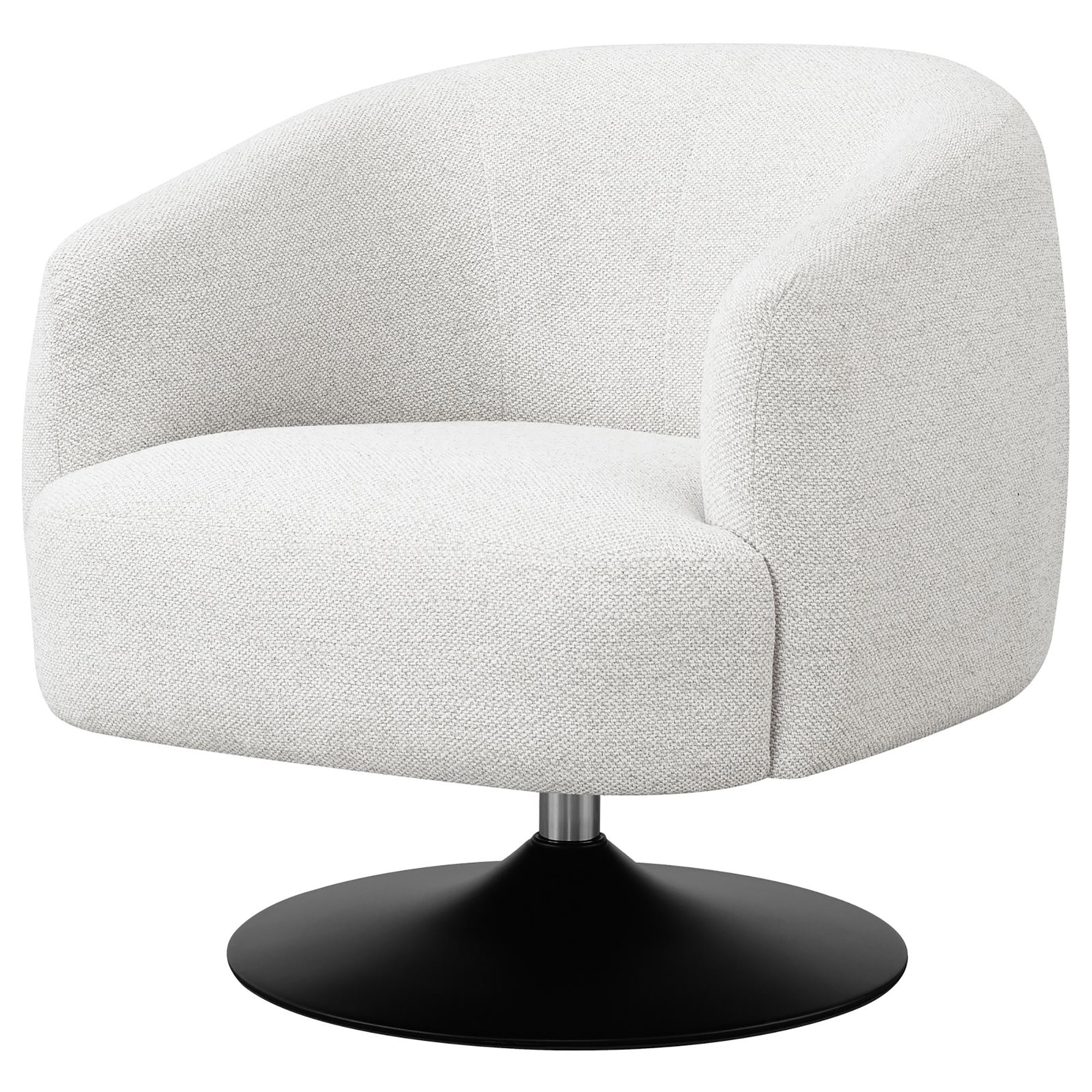 Beige and Matte Black Upholstered Swivel Accent Chair