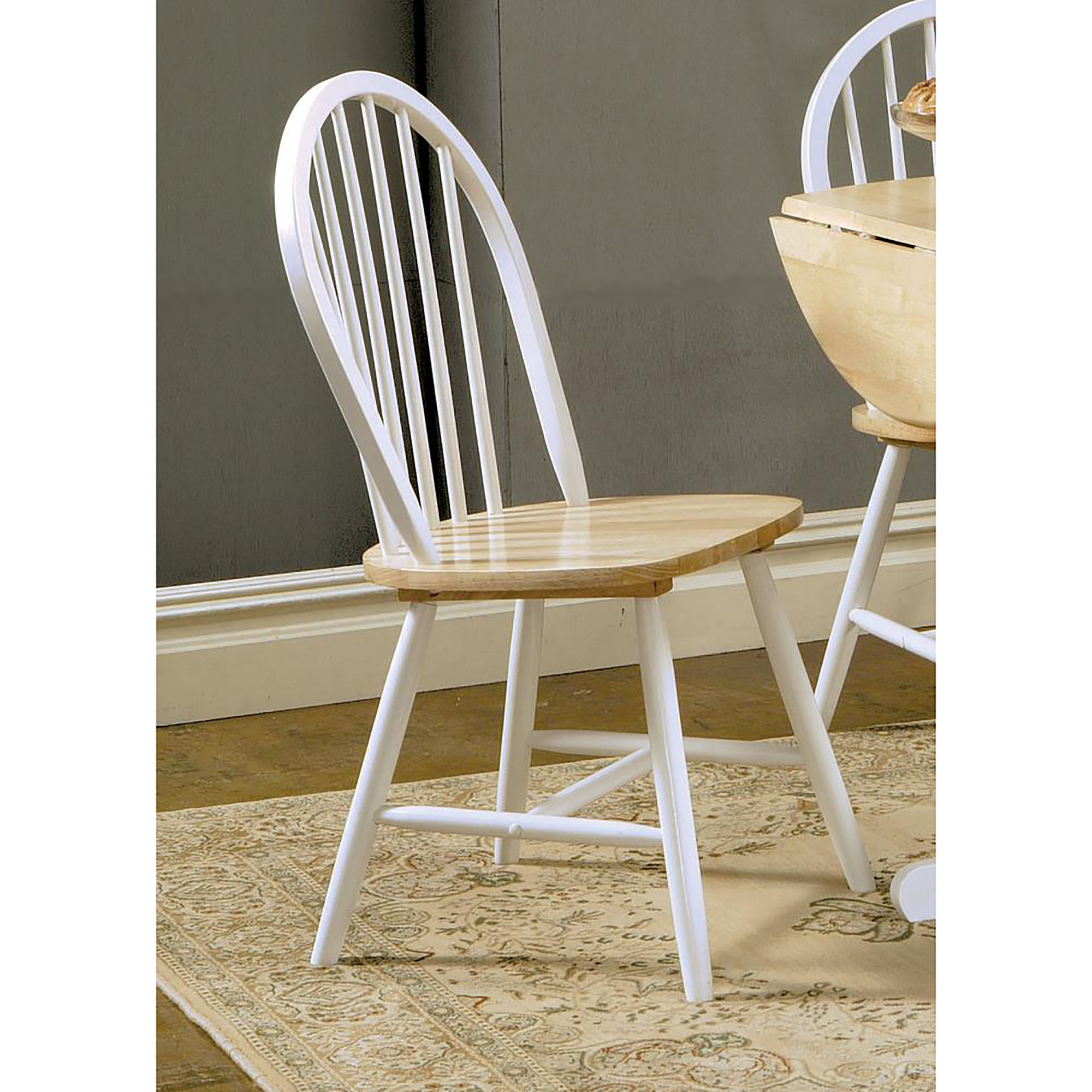 Natural Brown and White Spindle Back Side Chairs (Set of 4)