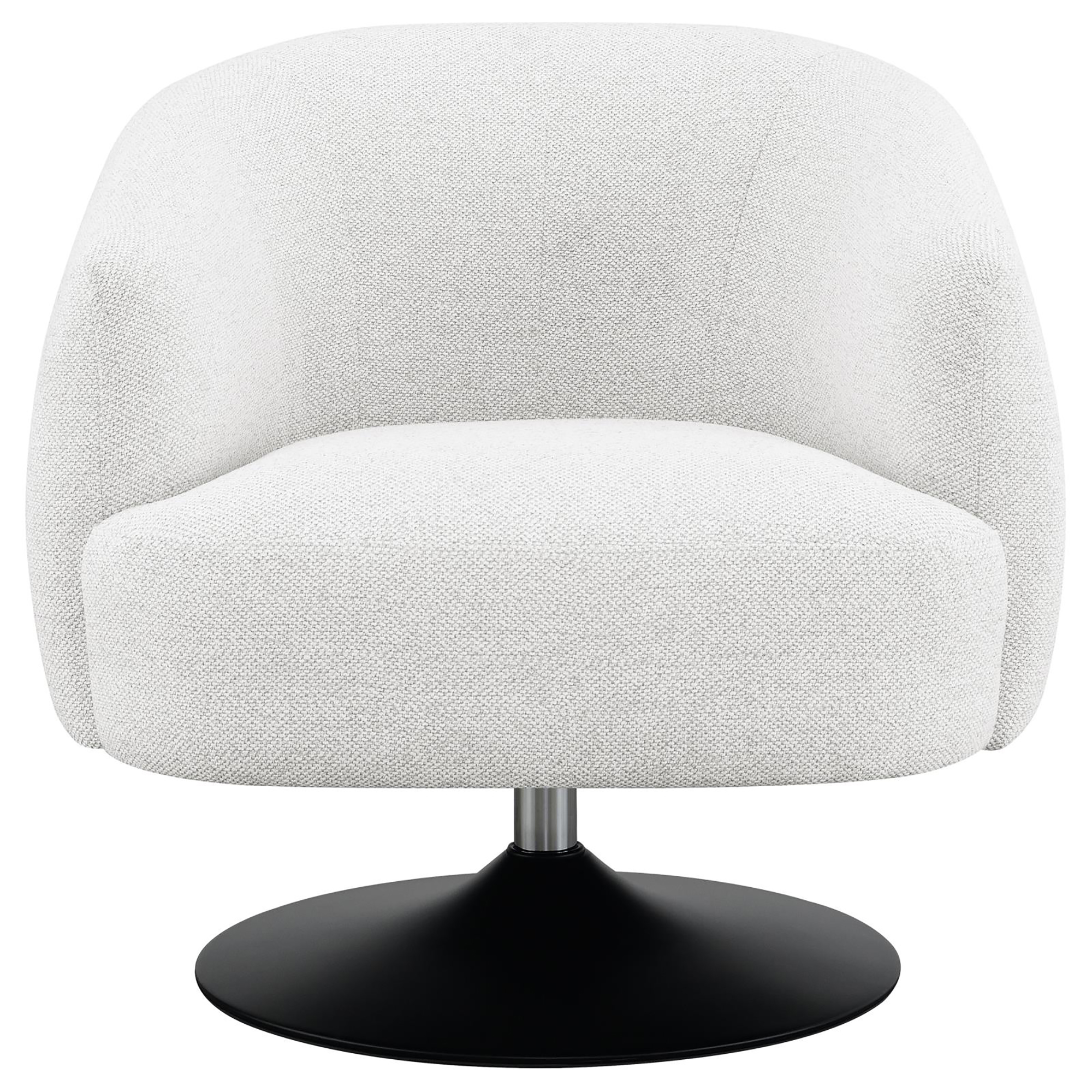 Beige and Matte Black Upholstered Swivel Accent Chair