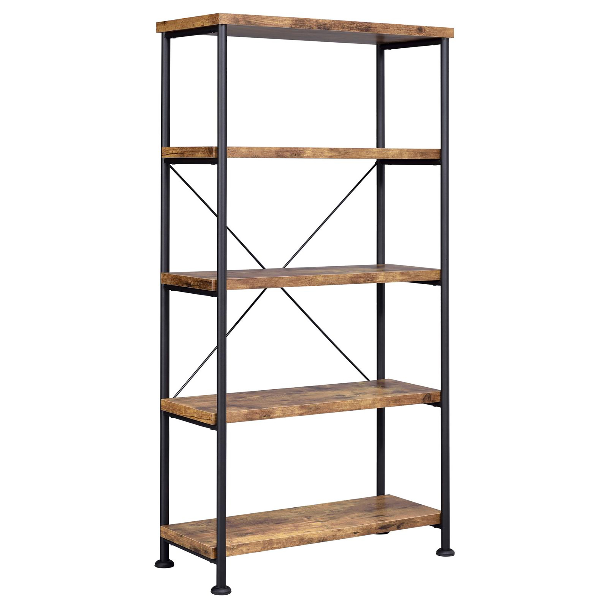 Antique Nutmeg and Black 4-shelf Bookcase