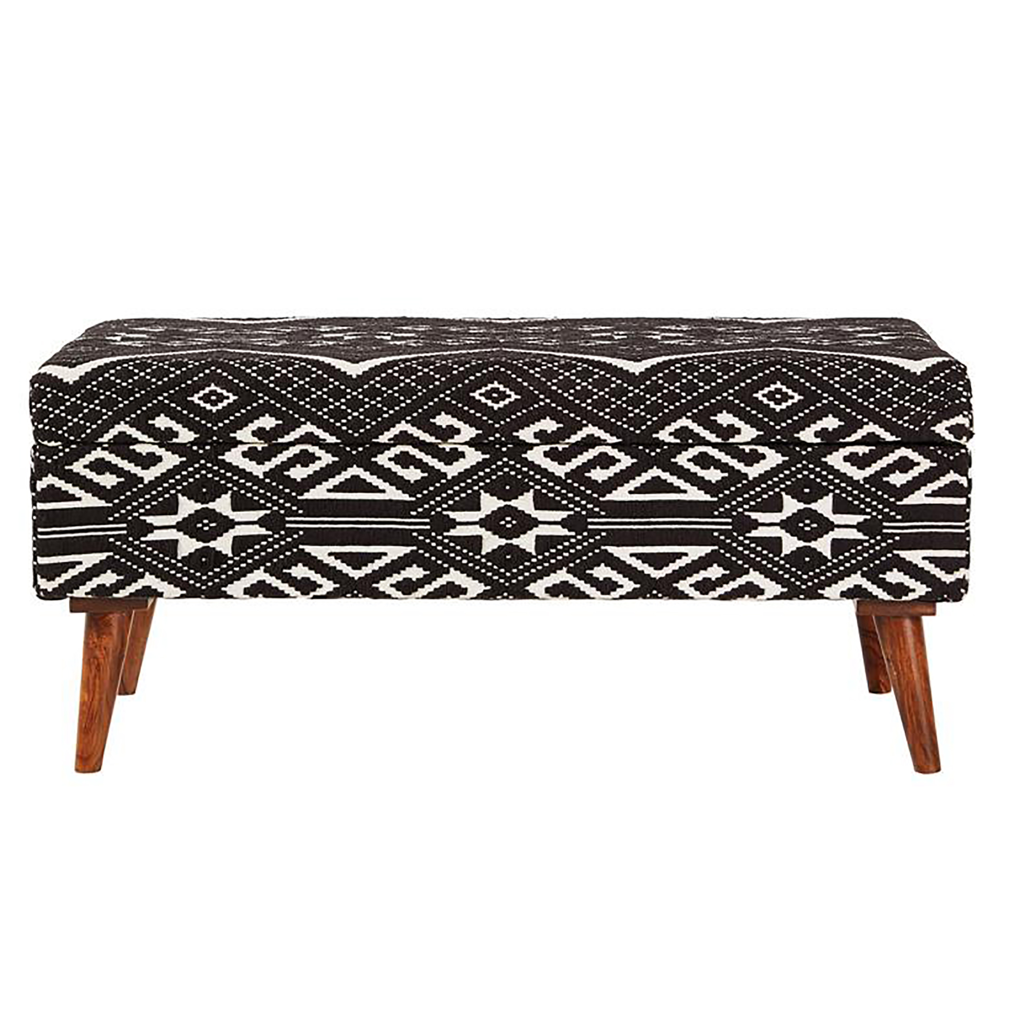 Black and White Upholstered Storage Bench