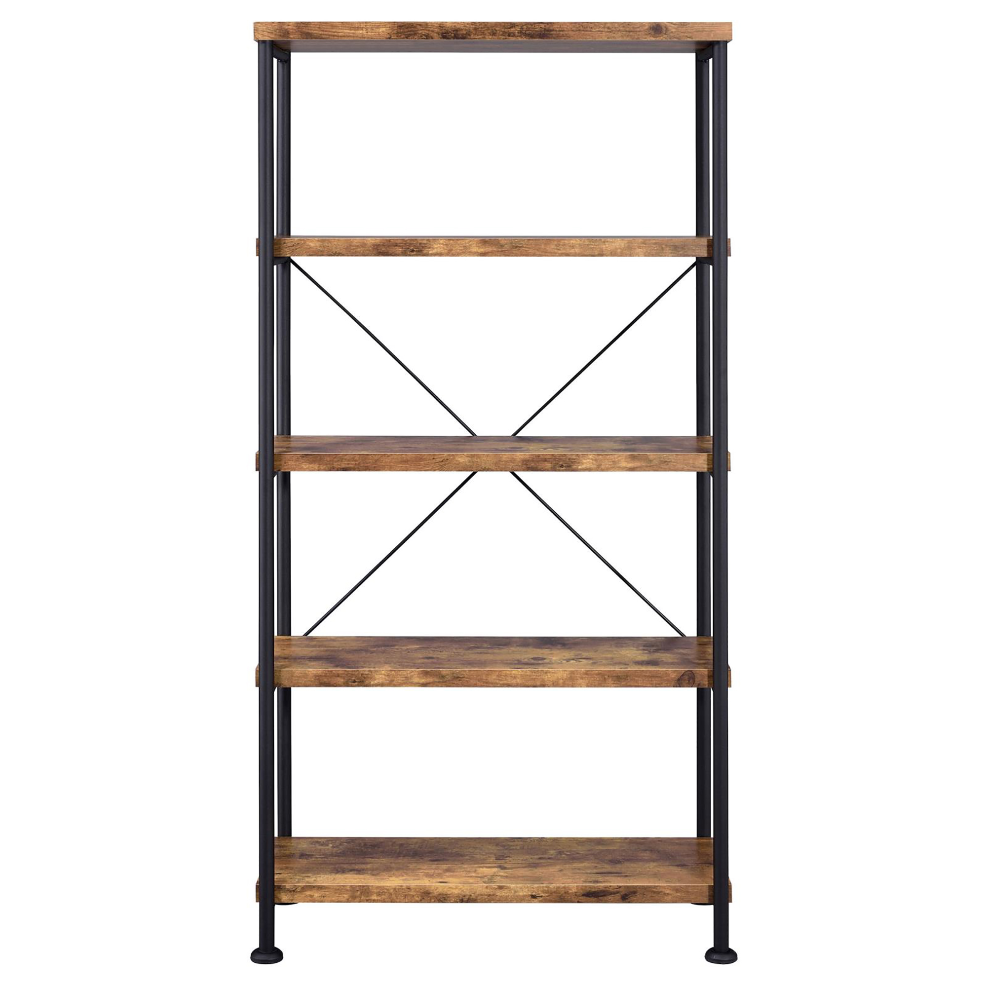 Antique Nutmeg and Black 4-shelf Bookcase