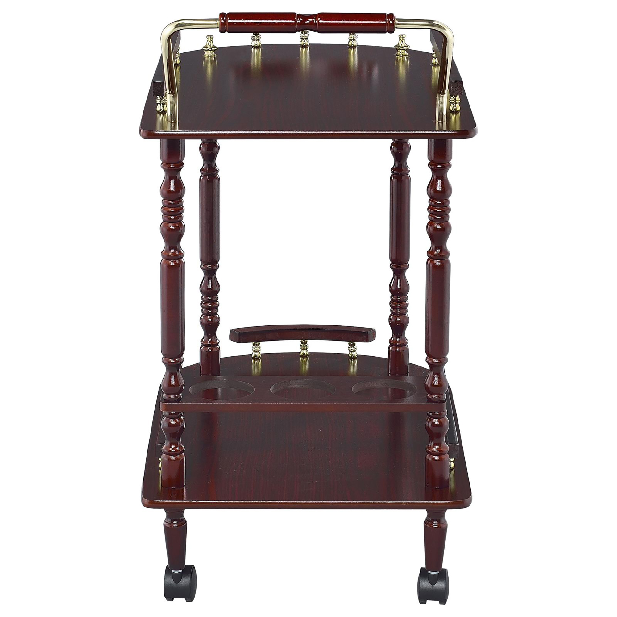 Merlot and Brass 2-shelf Serving Cart