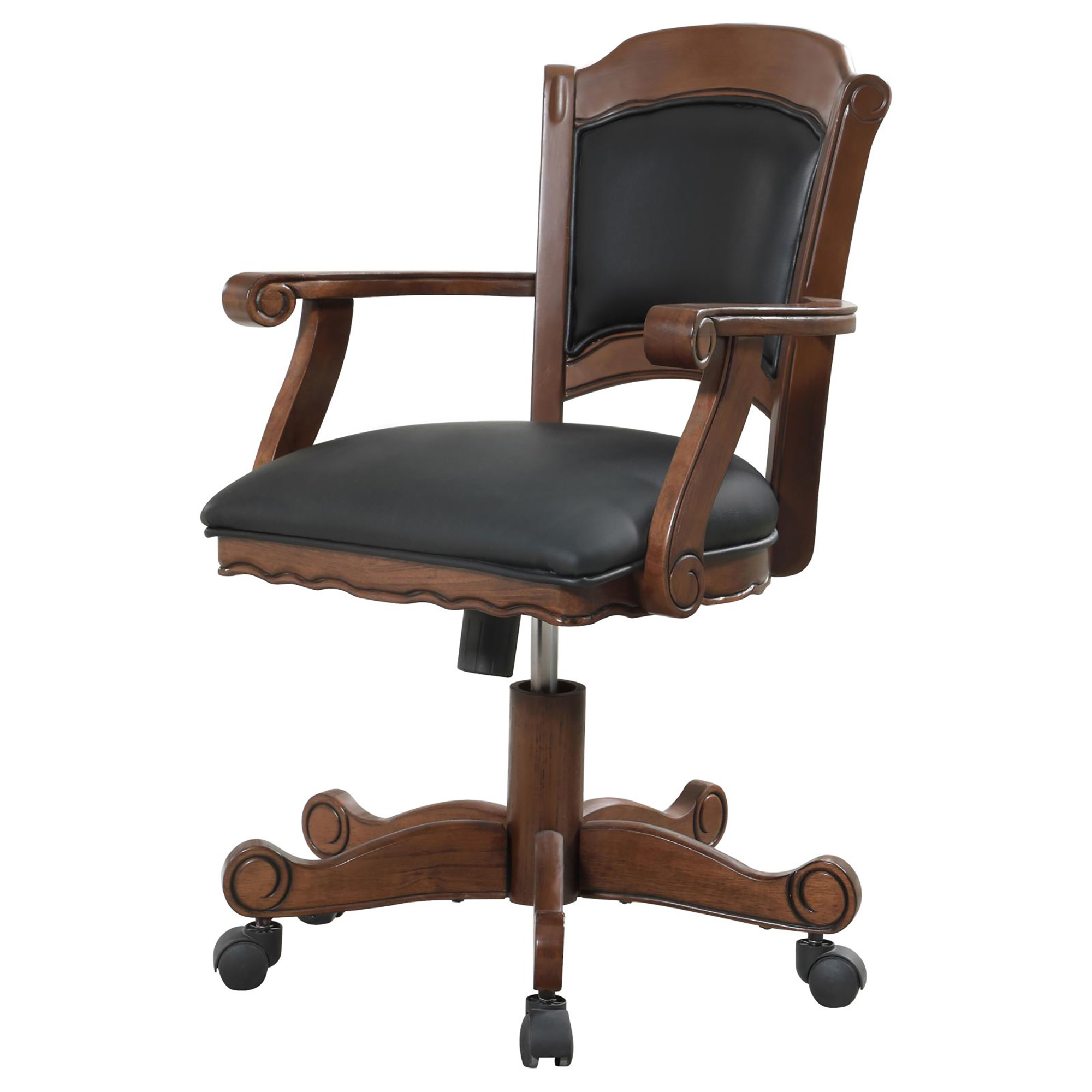 Black and Tobacco Upholstered Game Chair with Casters