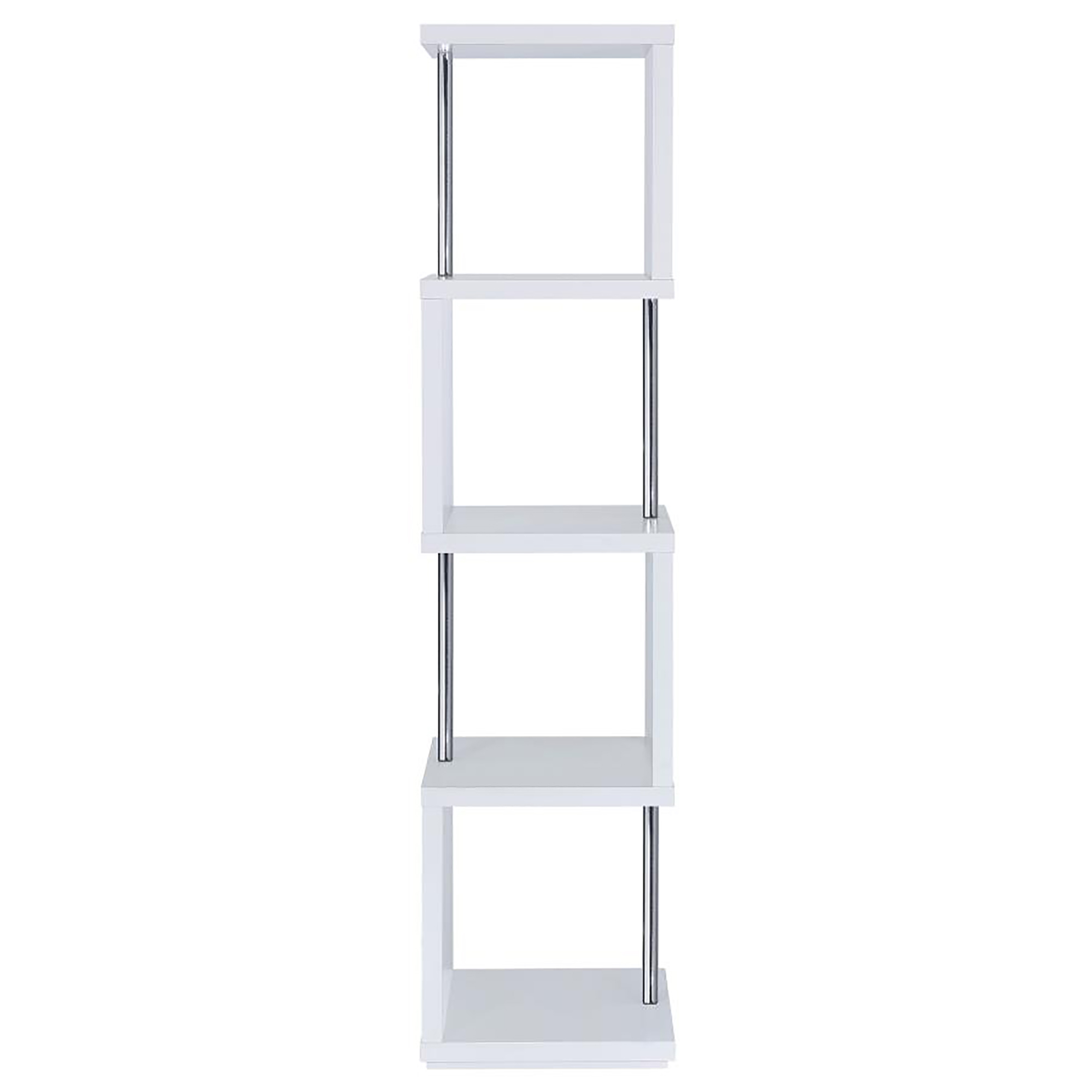 White and Chrome 4-tier Bookcase