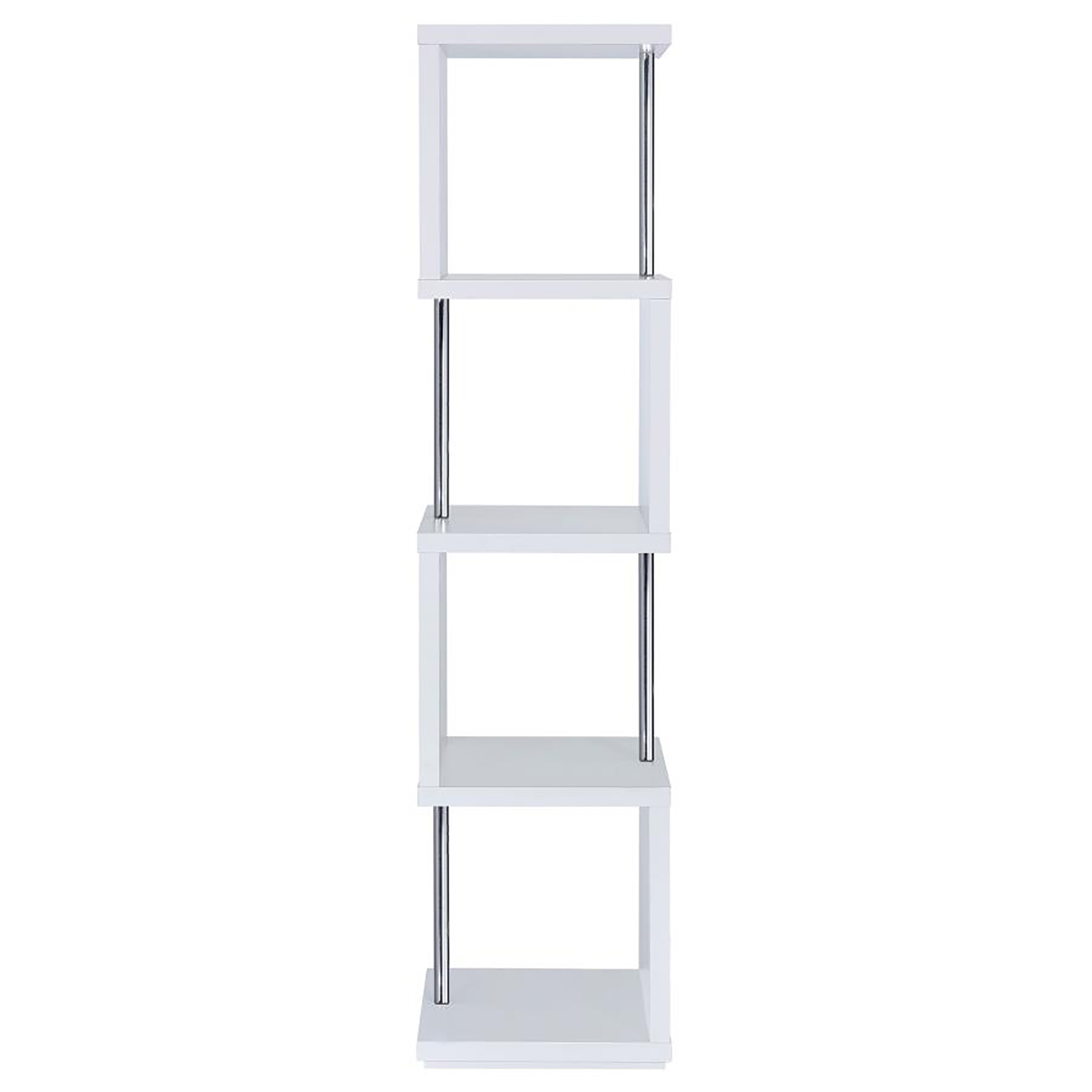 White and Chrome 4-tier Bookcase