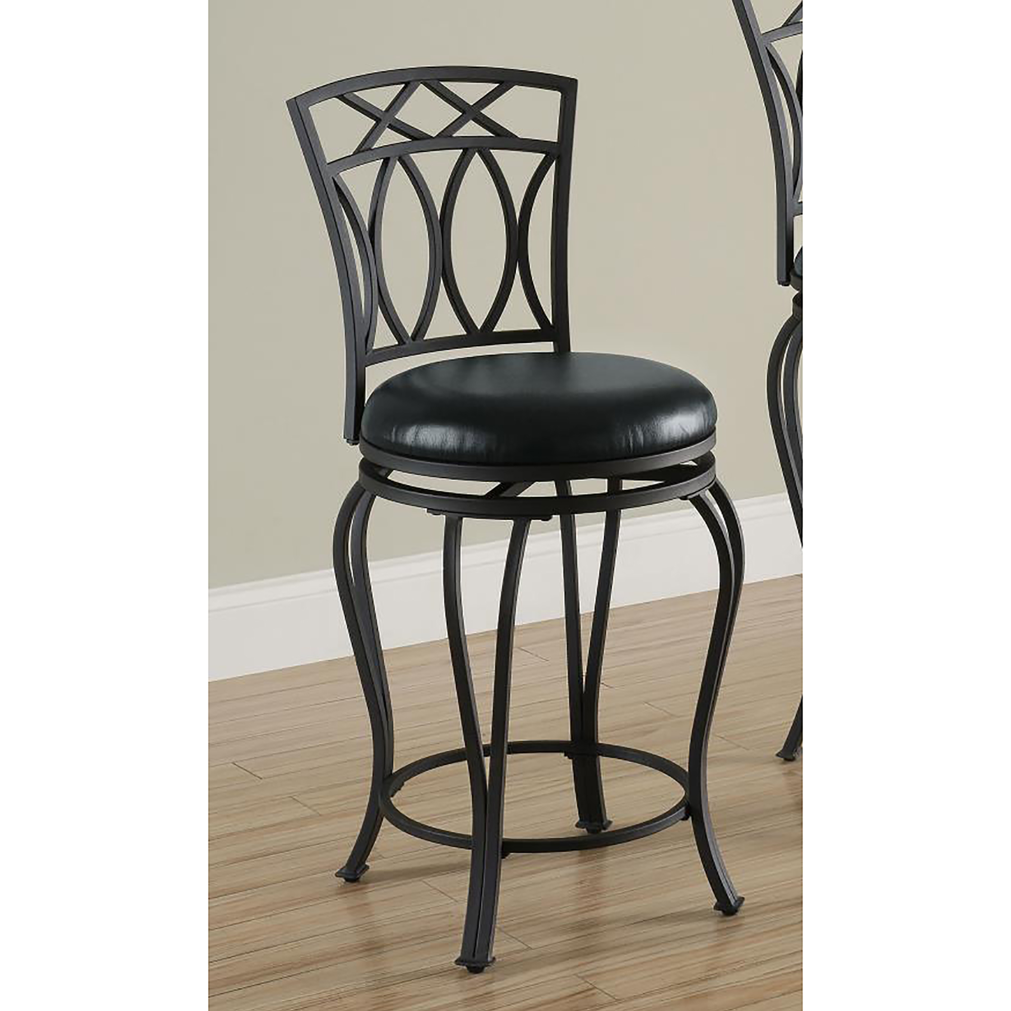 Black Swivel Counter Height Stool with Upholstered Seat