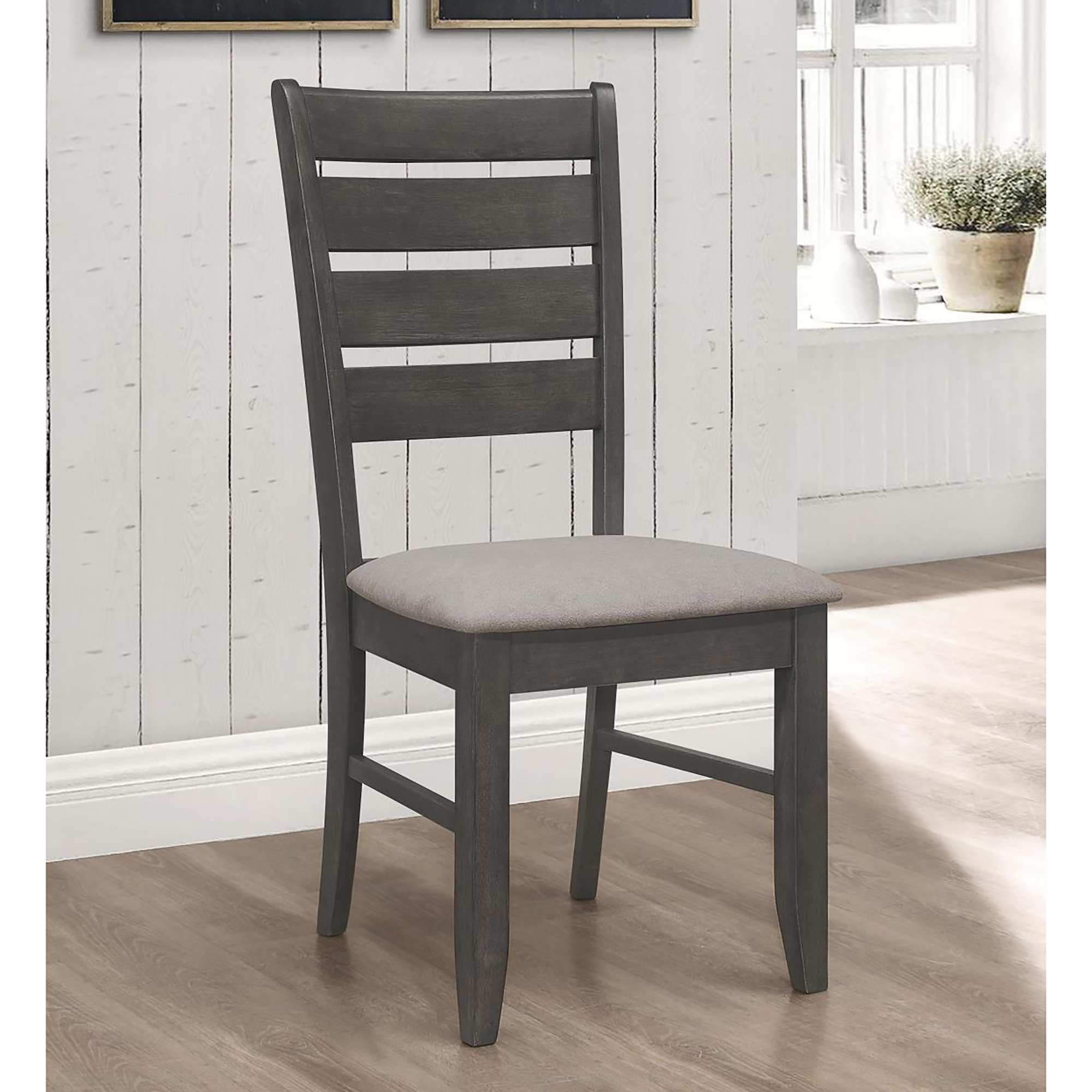 Grey and Dark Grey Padded Seat Side Chairs (Set of 2)