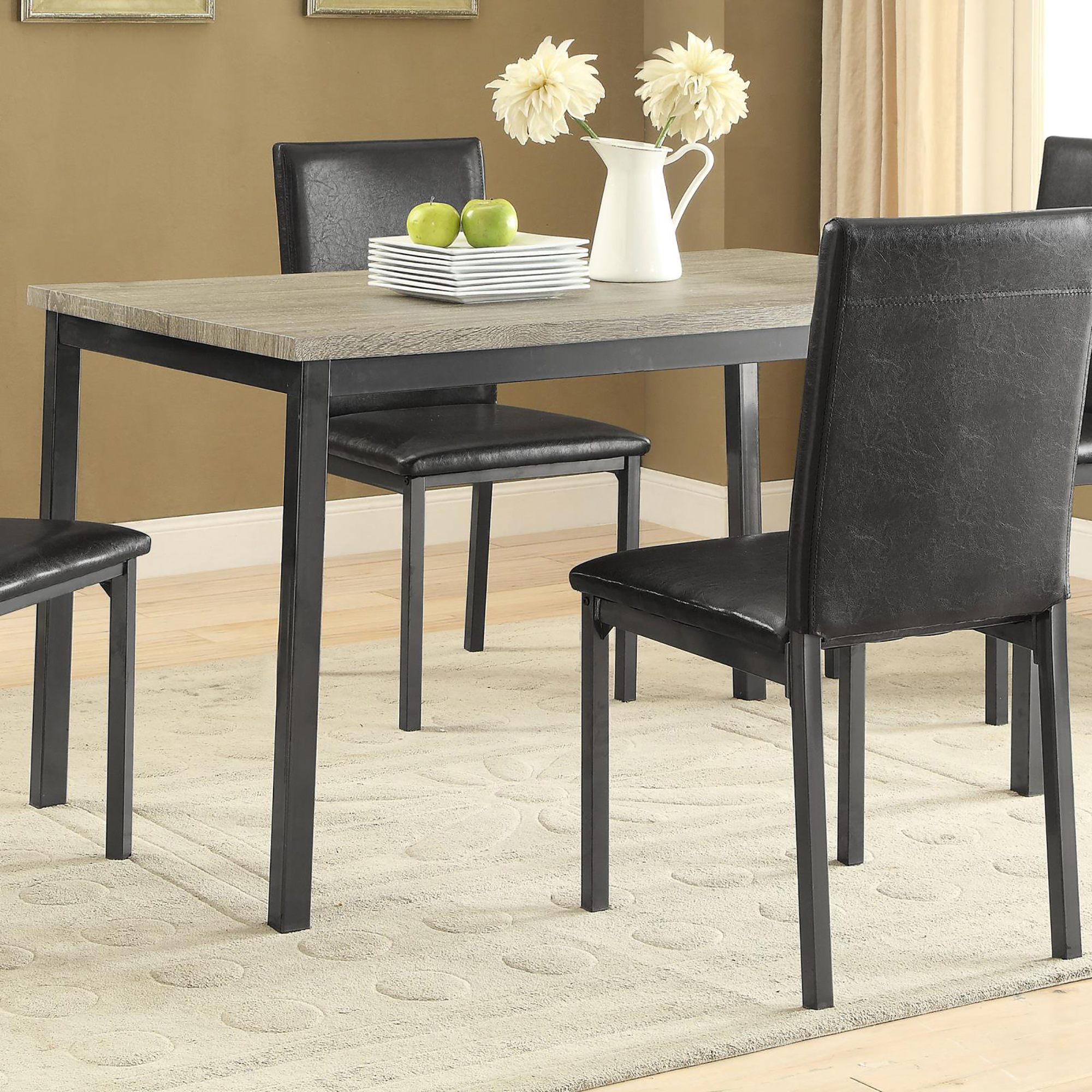 Grey and Black Rectangle Dining Table