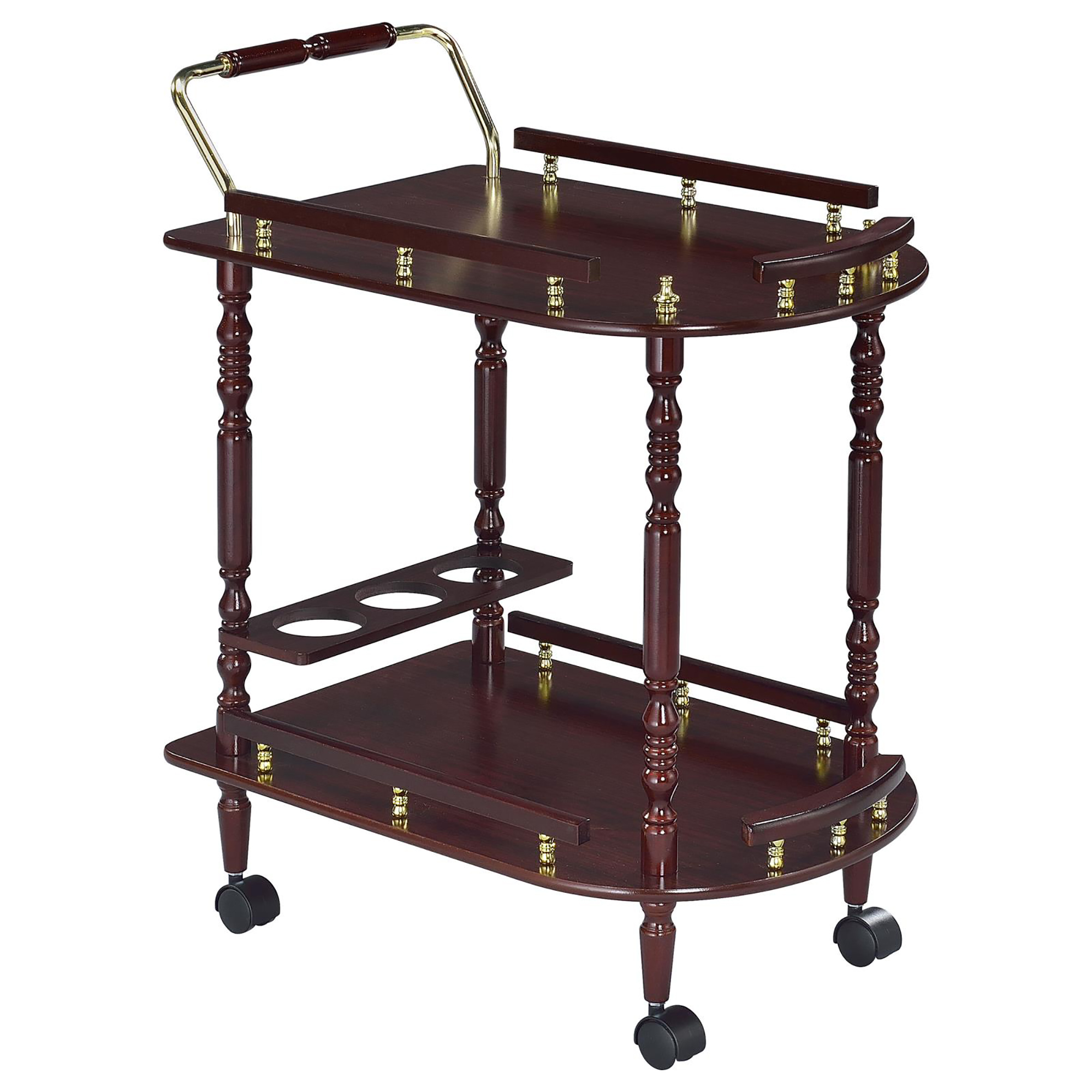 Merlot and Brass 2-shelf Serving Cart