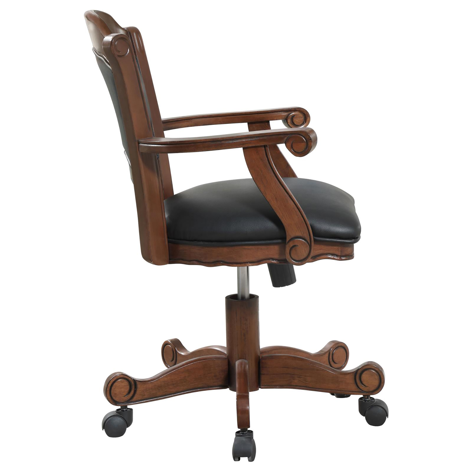 Black and Tobacco Upholstered Game Chair with Casters