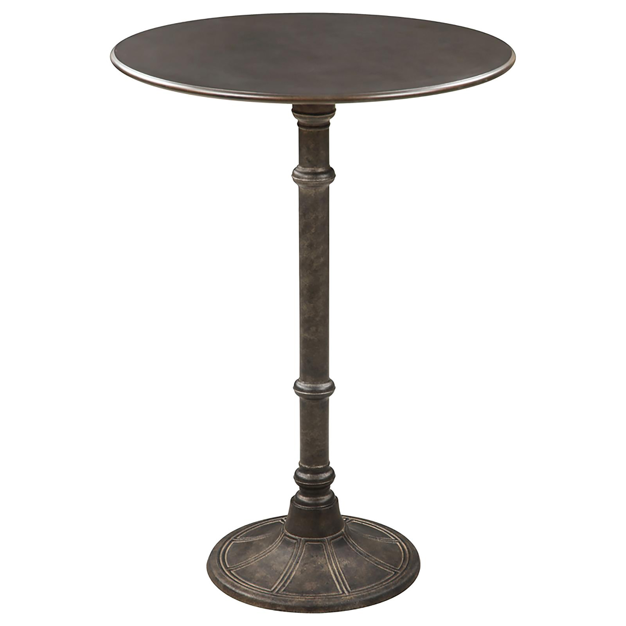 Rustic Dark Russet and Antique Bronze Round Bar Table