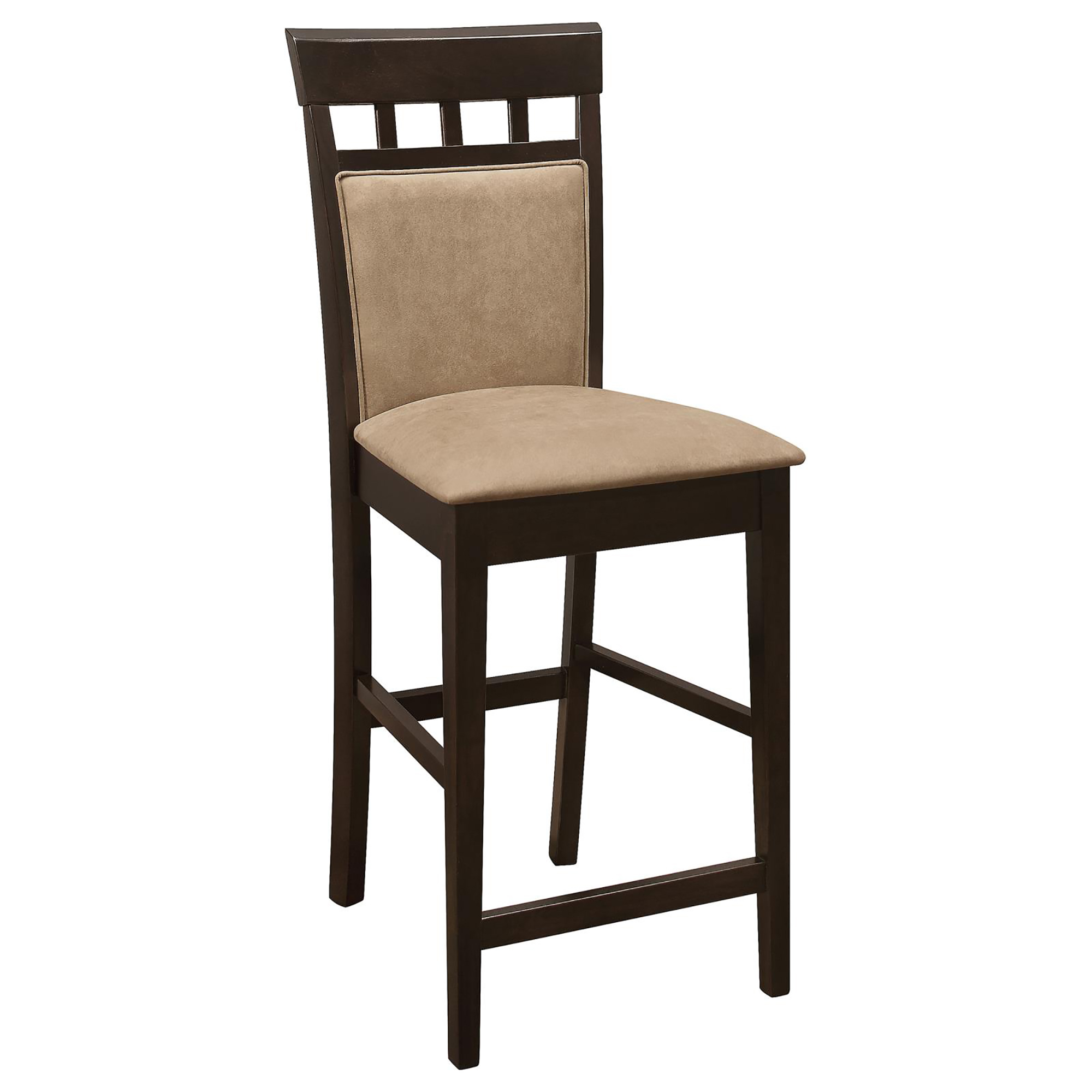 Beige and Cappuccino Upholstered Counter Height Stools (Set of 2)