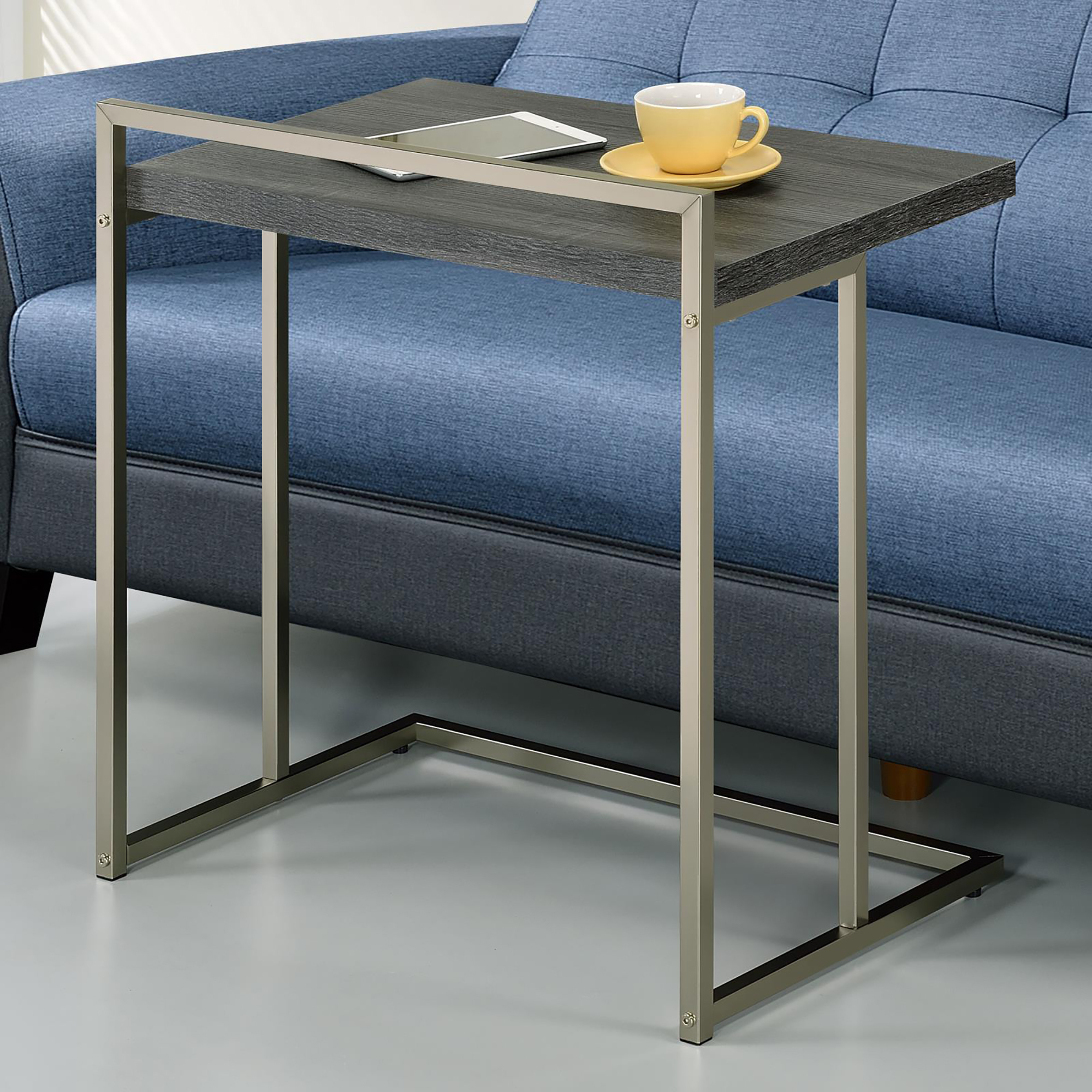 Weathered Grey Rectangular Top Snack Table