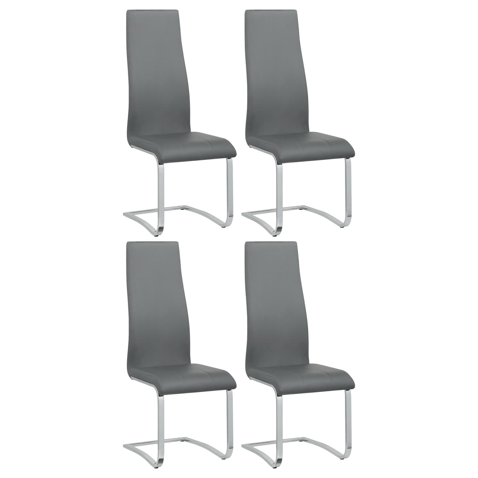 Grey and Chrome High Back Side Chairs (Set of 4)