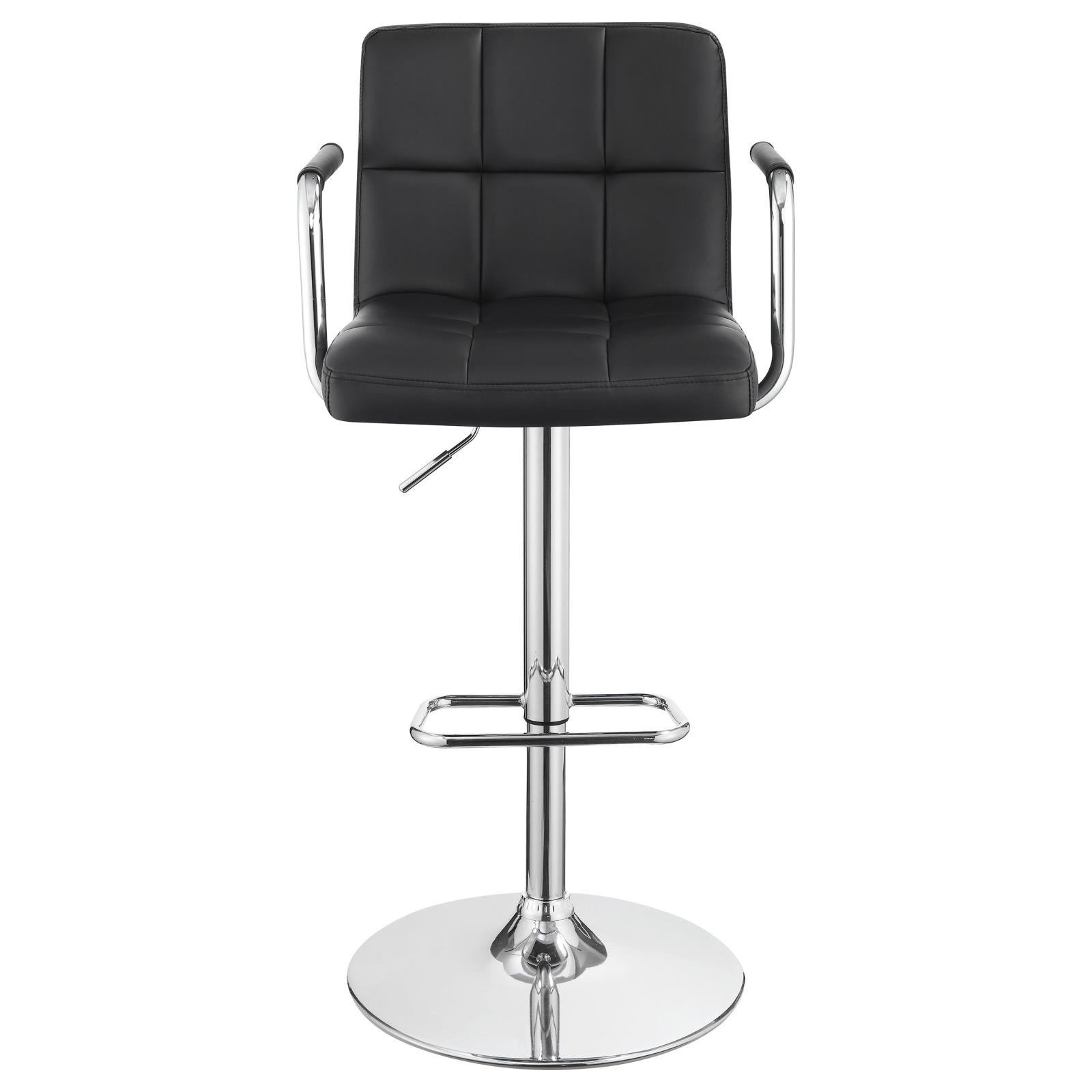 Black and Chrome Adjustable Bar Stool with Arms