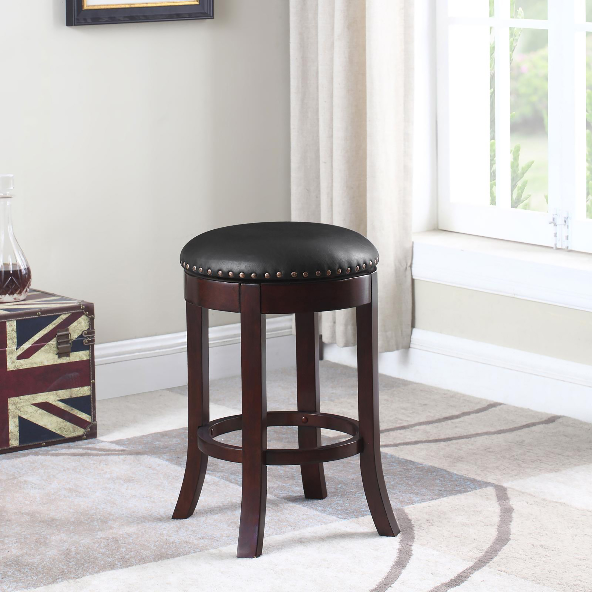 Dark Brown and Medium Brown Swivel Counter Height Stools (Set of 2)